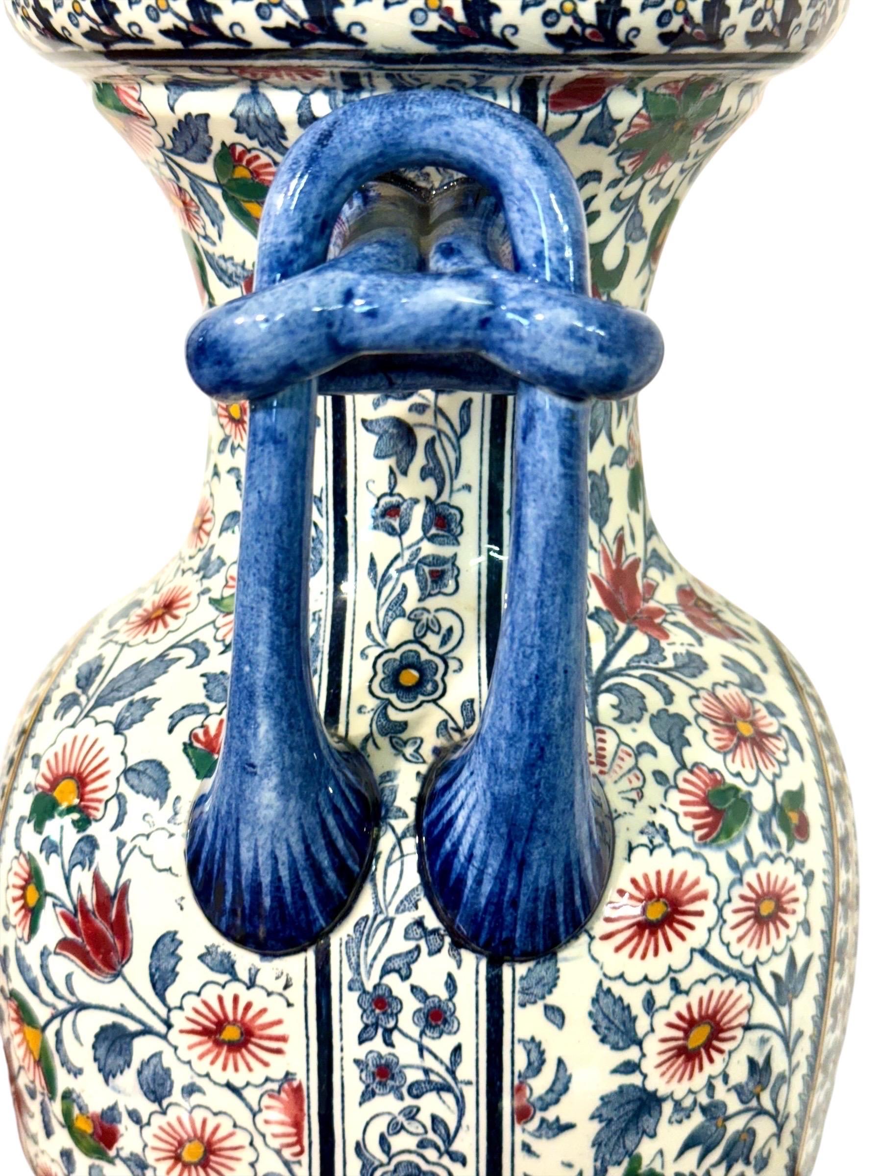 Francese Vaso di faience Gien, motivo 