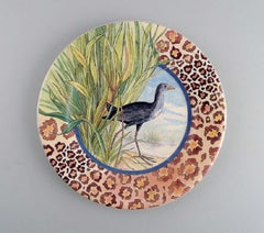 Gien, France, Two Savane Porcelain Plates with Hand-Painted Exotic Birds