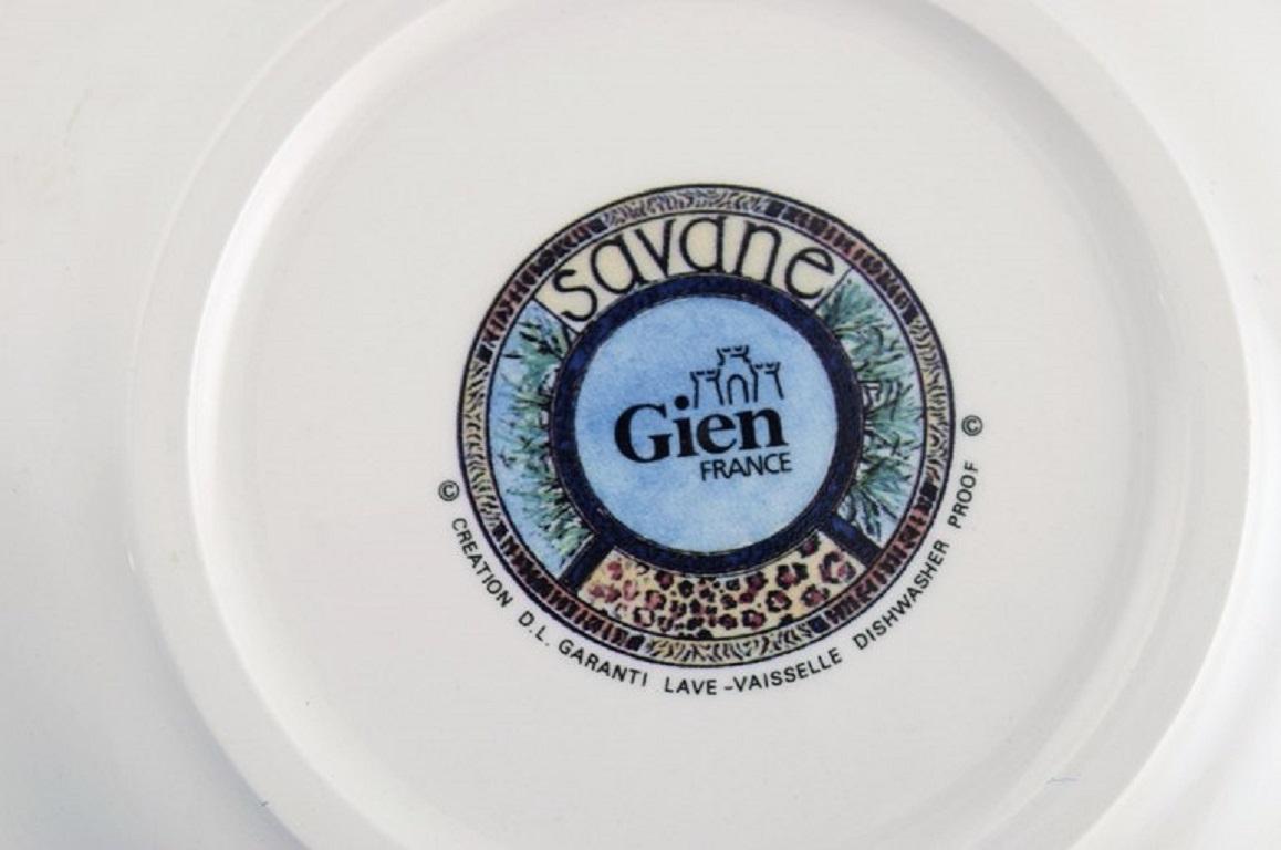 French Gien, France, Two Savane Porcelain Plates with Hand-Painted Zebras For Sale