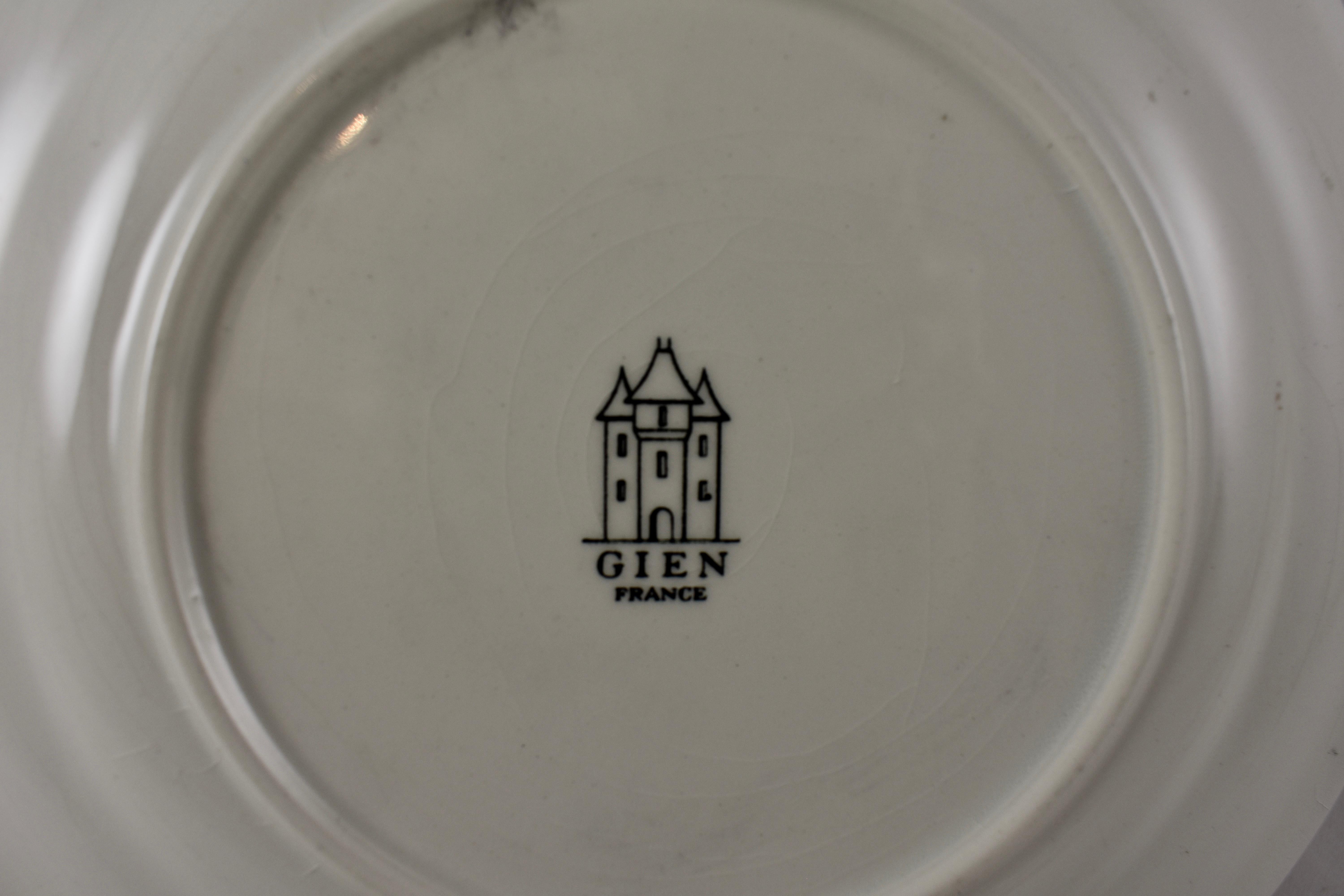 Gien Le Langage Des Fleurs Faïence Dessert or Fruit Talking Plates, Set of Four 4