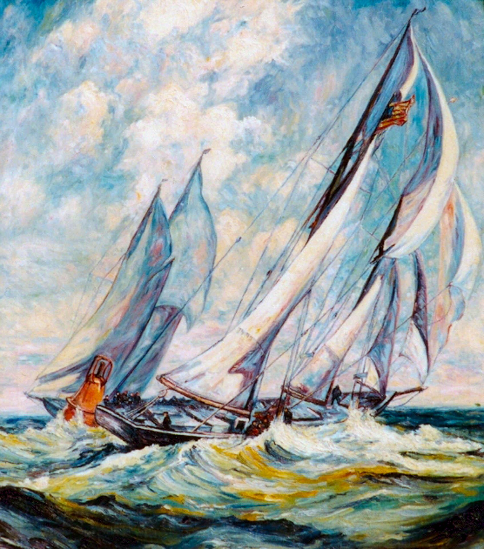 Rounding the Mark - Painting by Unknown