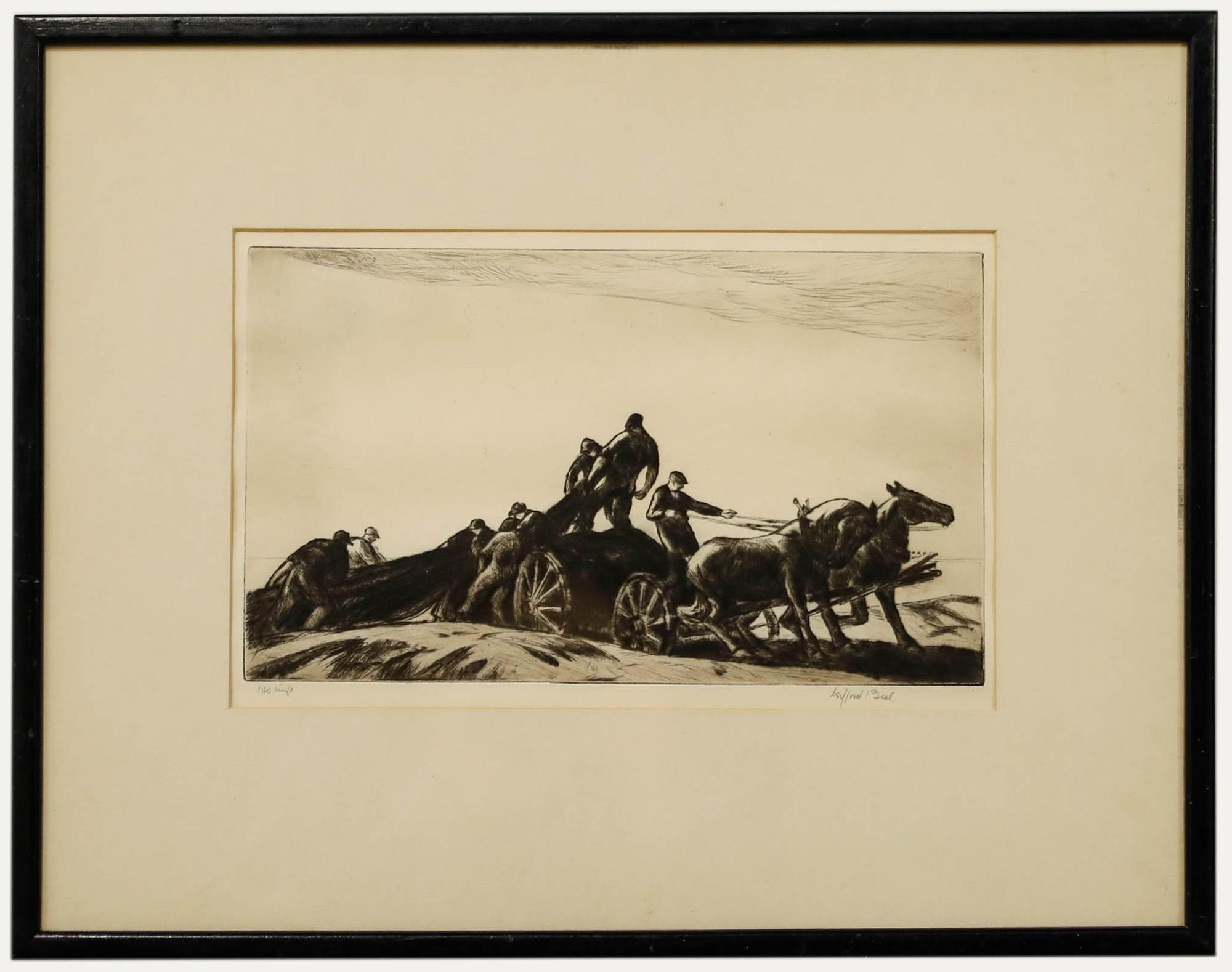 Gifford Beal (1879-1956) Original Pencil Signed Etching with Drypoint. Presented in a smart black frame. Signed below plate lines. On paper.