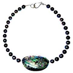 AJD 19 Inch Gift from the Sea Necklace of Multi Color Paua Shell     Gift Idea!
