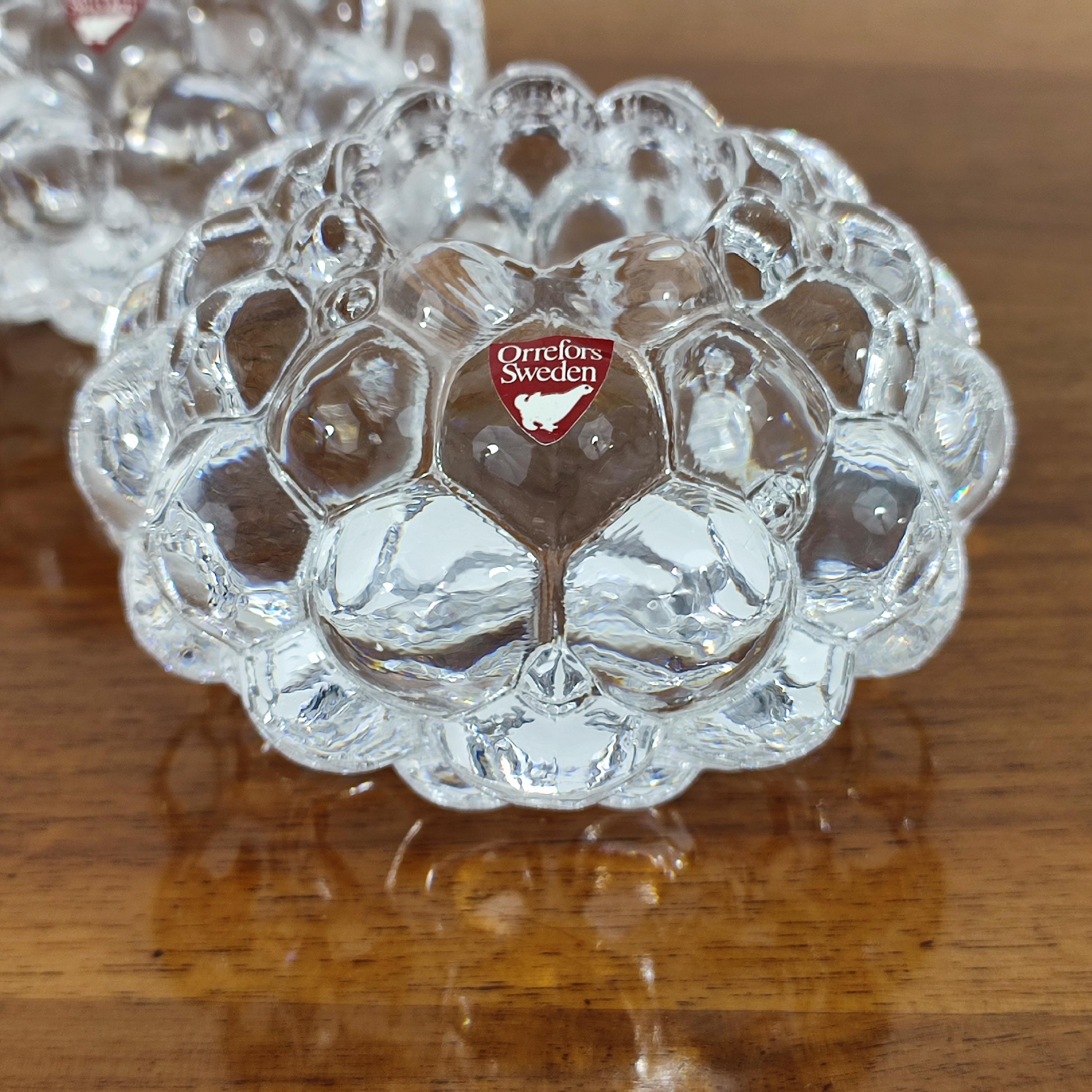 GIFT IDEA - Orrefors Anne Nilsson Pair Candle Holders Scandinavian Crystal Art For Sale 5