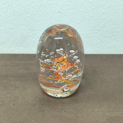 GIFT READY Handcrafted Murano-Style Art Glass Paperweight with Swirling Ribbons