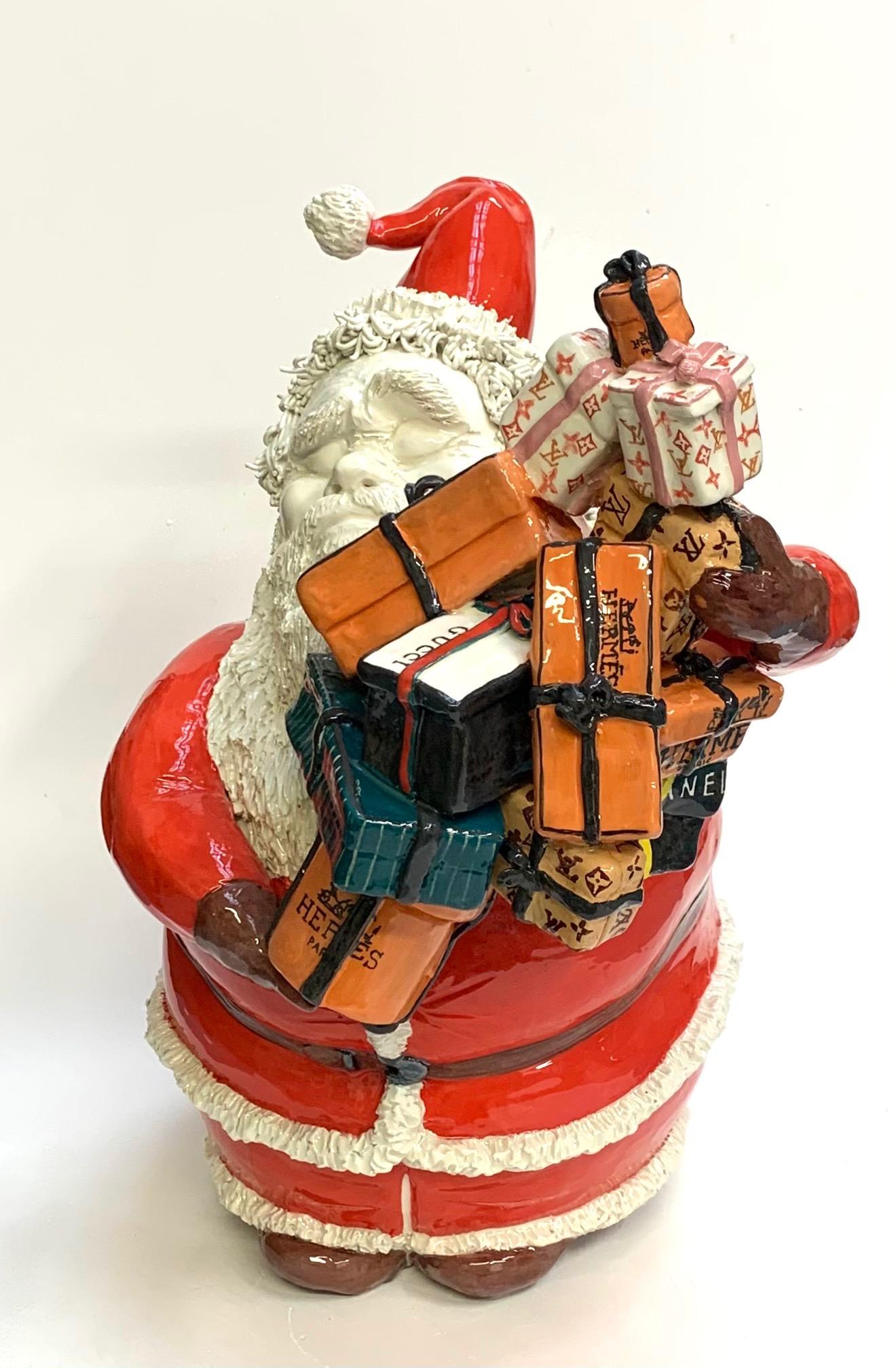 Modern Gift Santa Decorative Ceramic Piece, Handmade Italy, 2021, Hand-Crafted Design For Sale