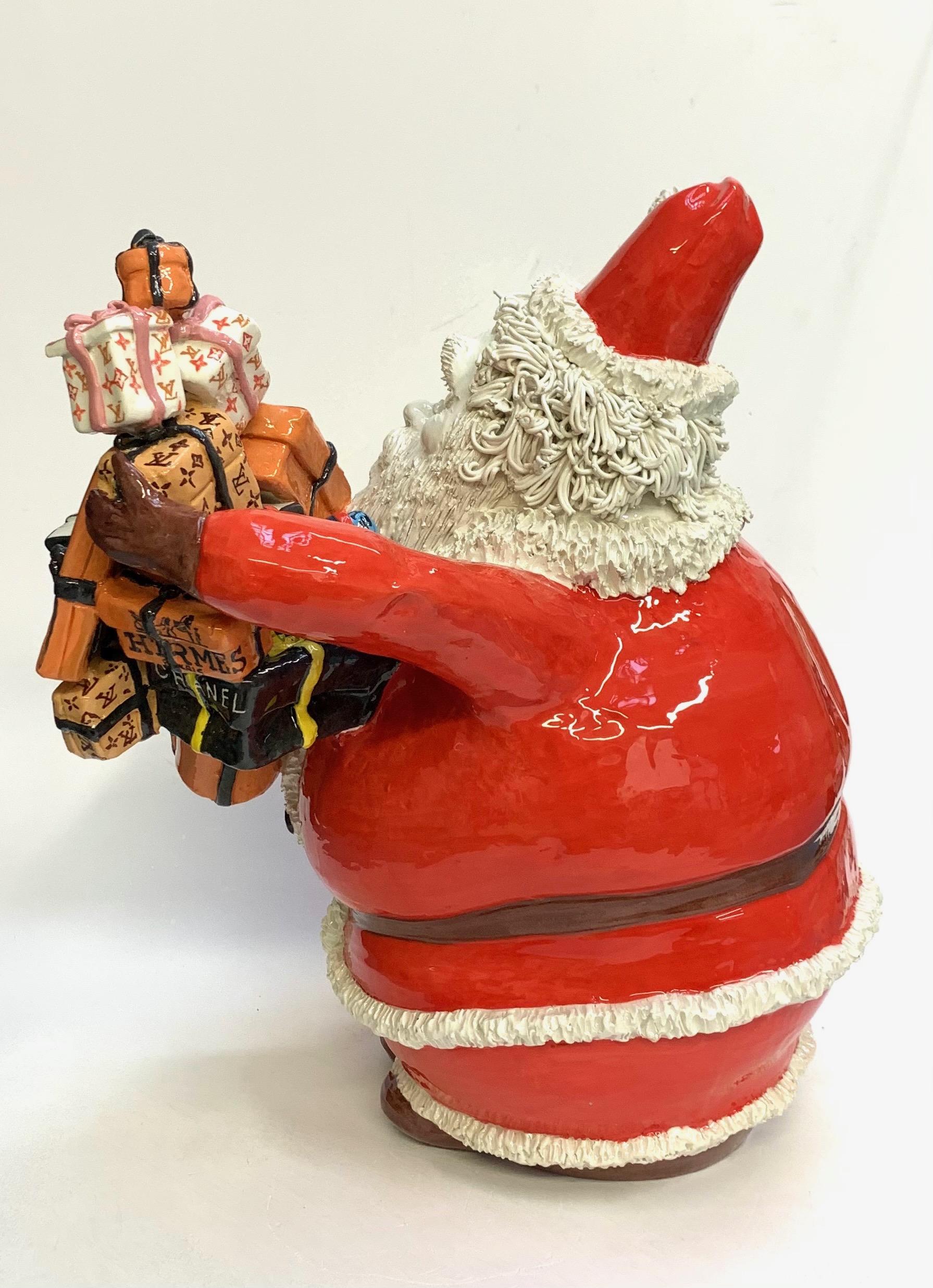 Italian Gift Santa Decorative Ceramic Piece, Handmade Italy, 2021, Hand-Crafted Design For Sale