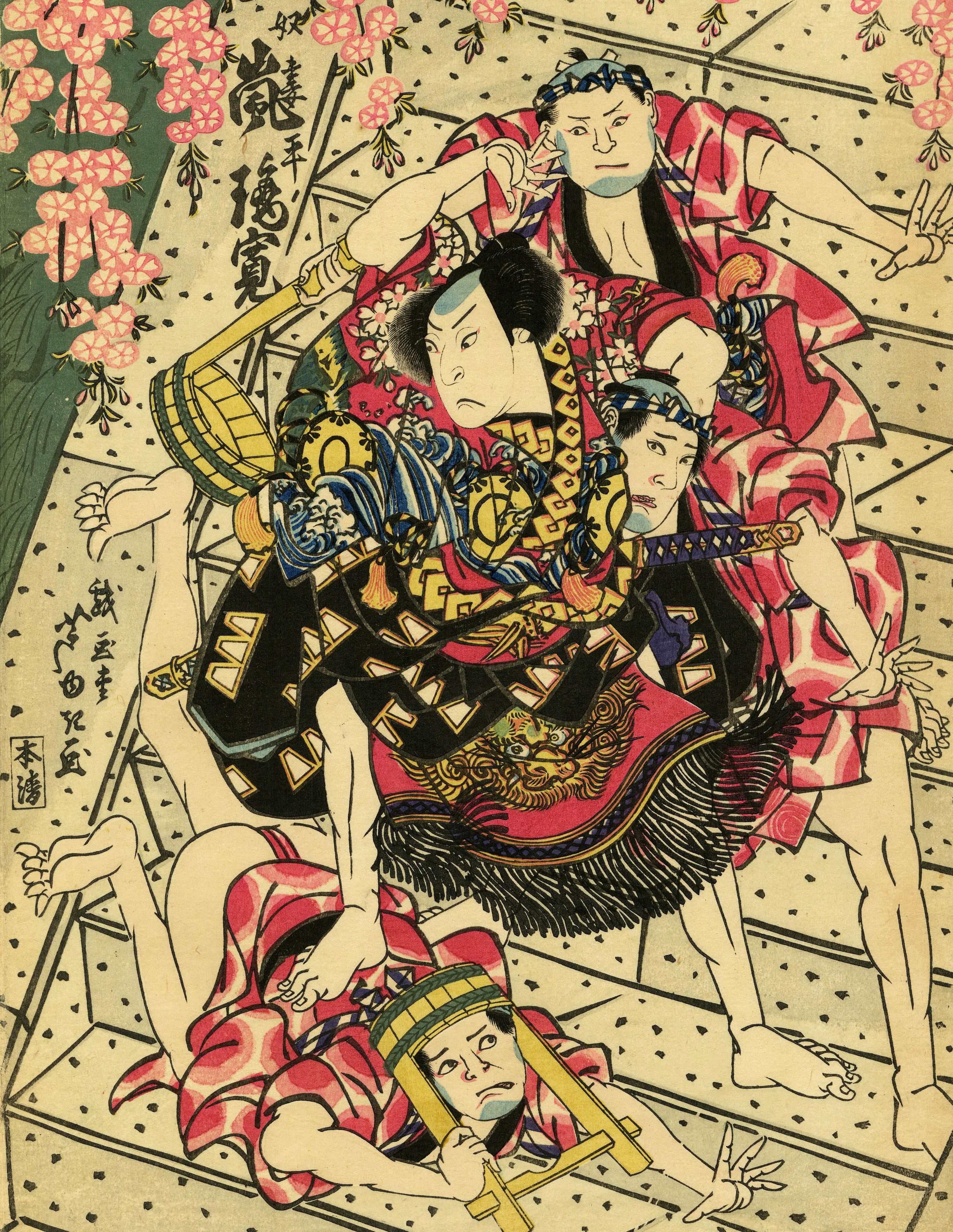 Arashi Rikan II dans une scène Kabuki d'Osaka en vente 1