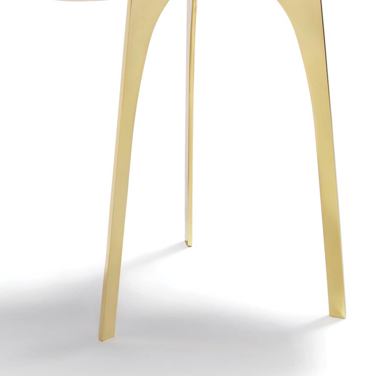 Gigante Rose Quartz Table with Brass Base by Anna New York at 1stDibs