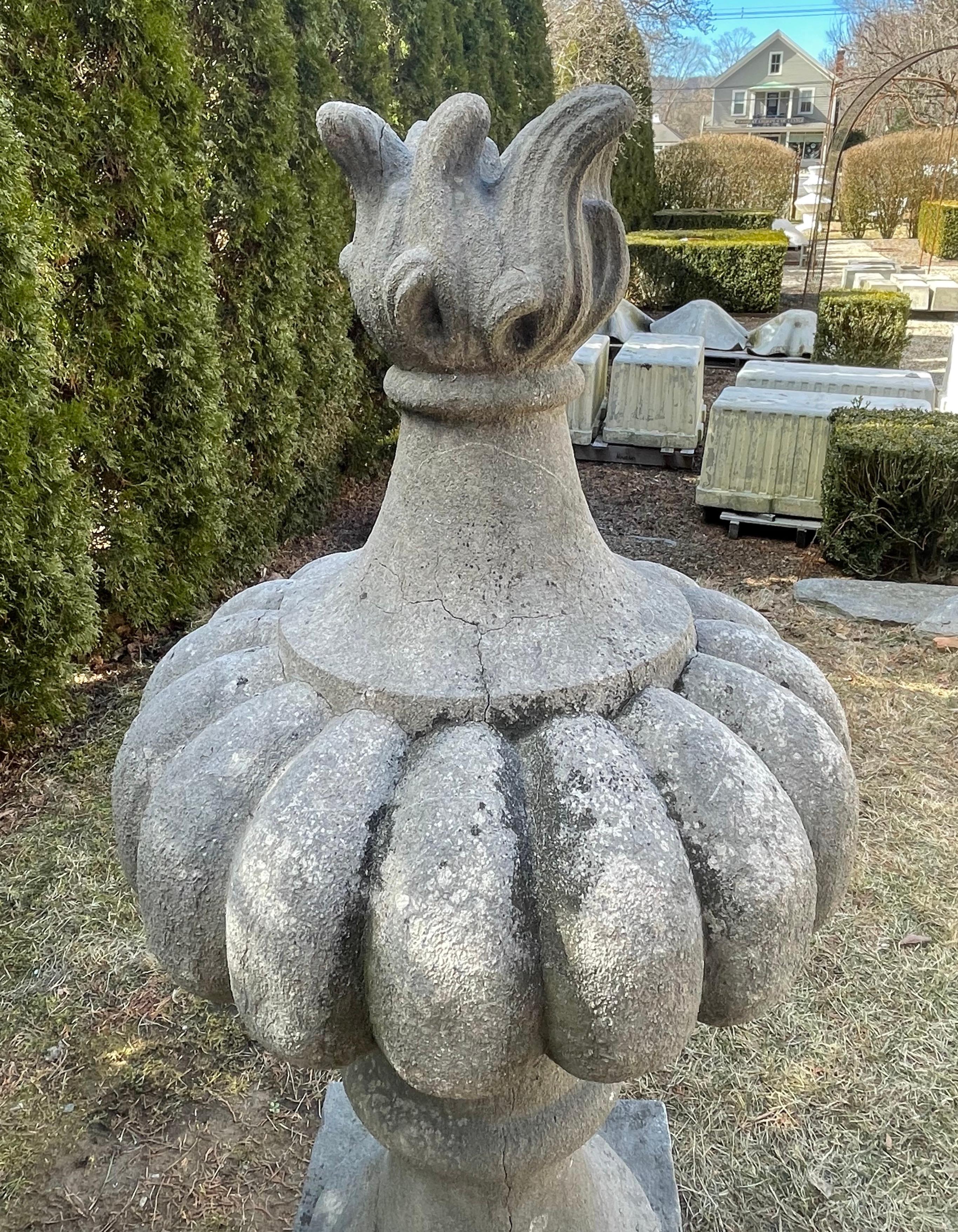 Gigantic 18th C  Hand-Carved Belgian Bluestone Pot au Feu (Flame) Finial For Sale 6