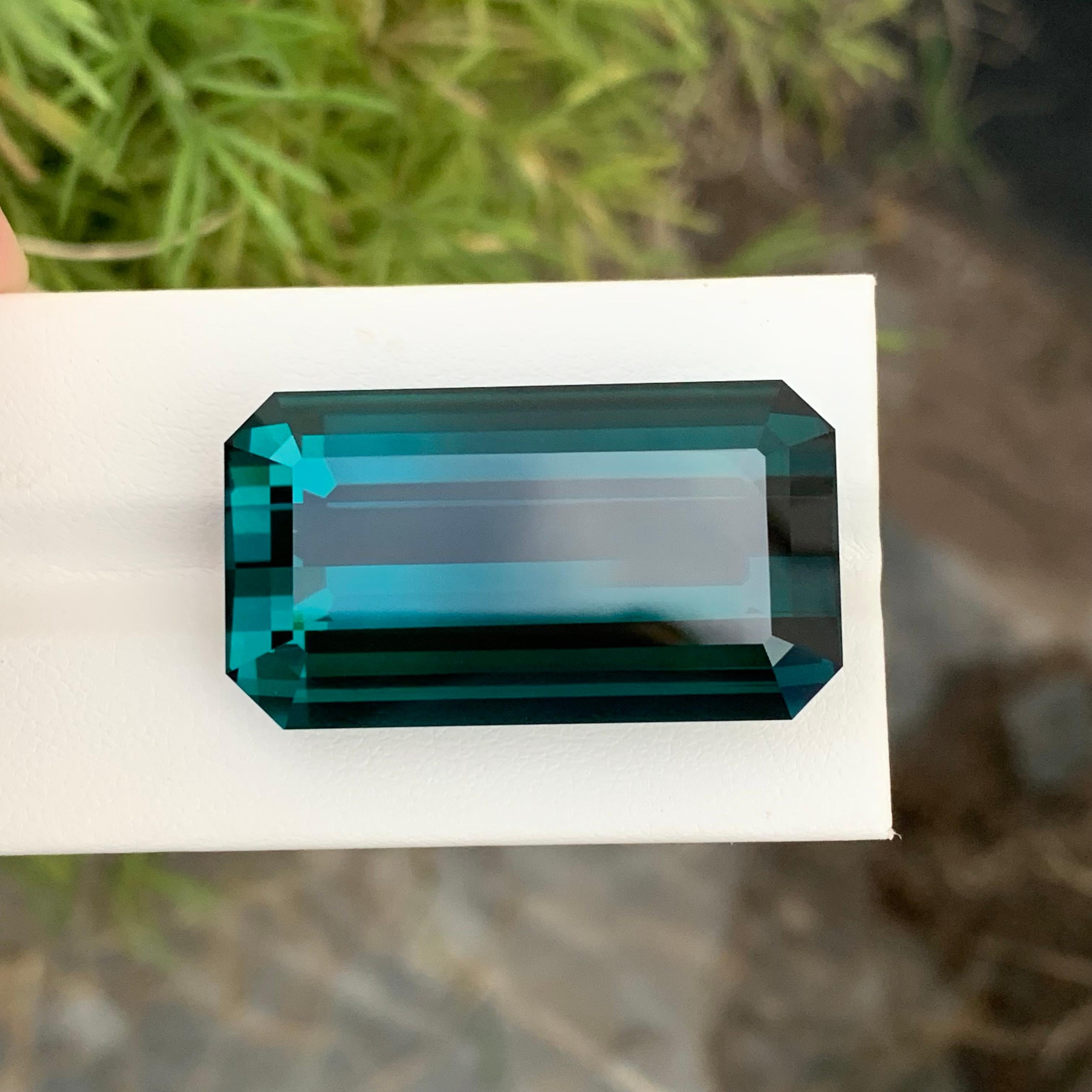 Emerald Cut Gigantic 77.50 Carat Natural Loose Indicolite Tourmaline Emerald Shape Gemstone For Sale