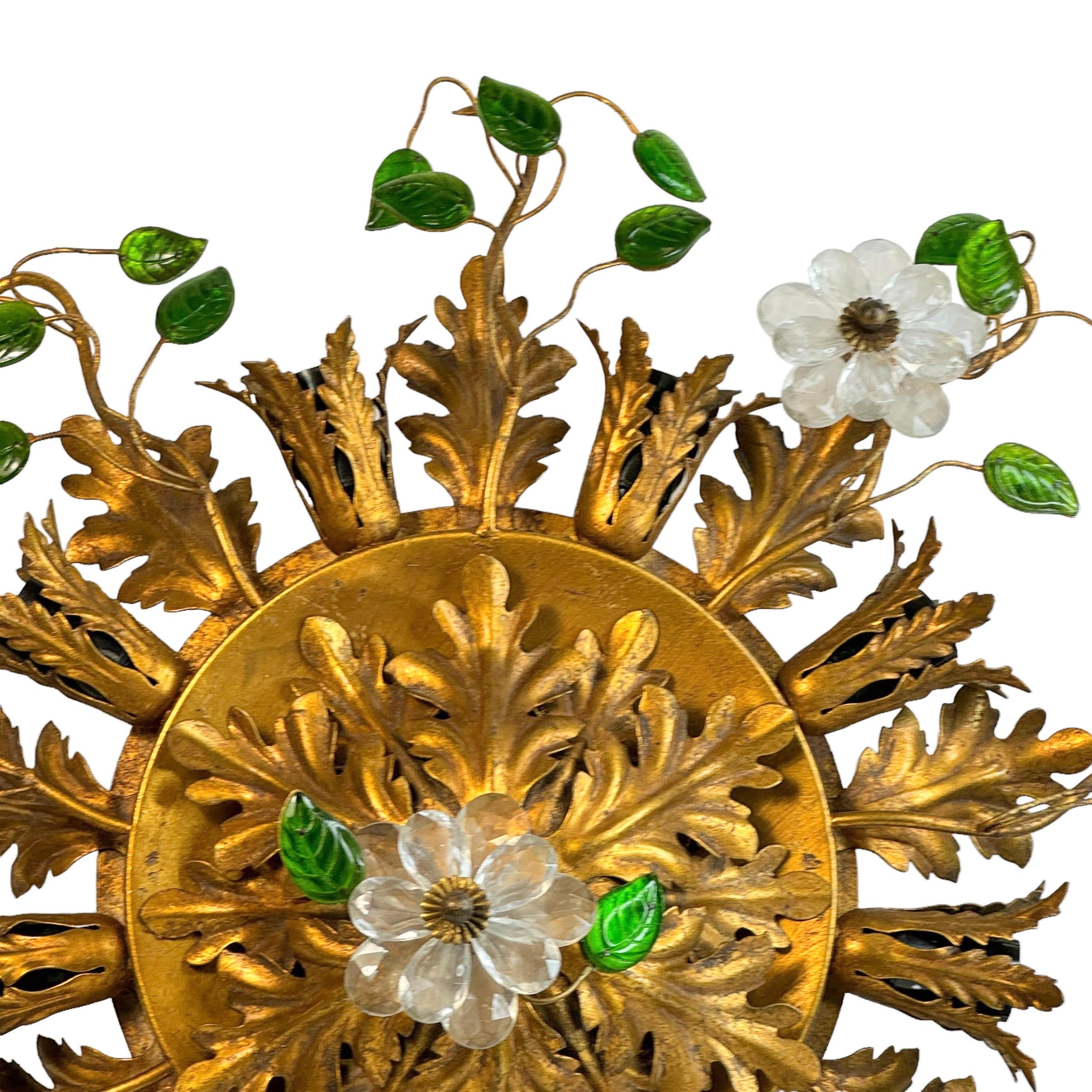 Gigantesco Banci Firenze, montatura da incasso in vetro di Murano Tole Toleware Gilt In condizioni buone in vendita a Nuernberg, DE