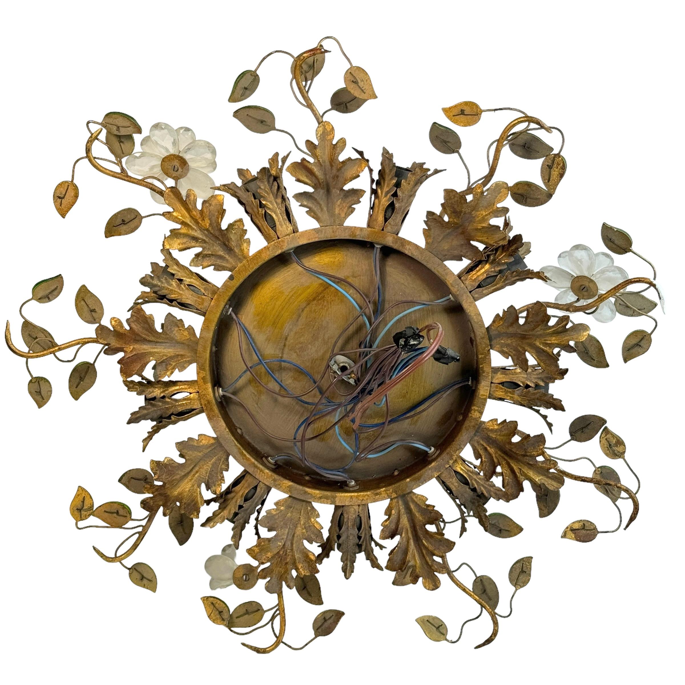 Gigantesco Banci Firenze, montatura da incasso in vetro di Murano Tole Toleware Gilt in vendita 1