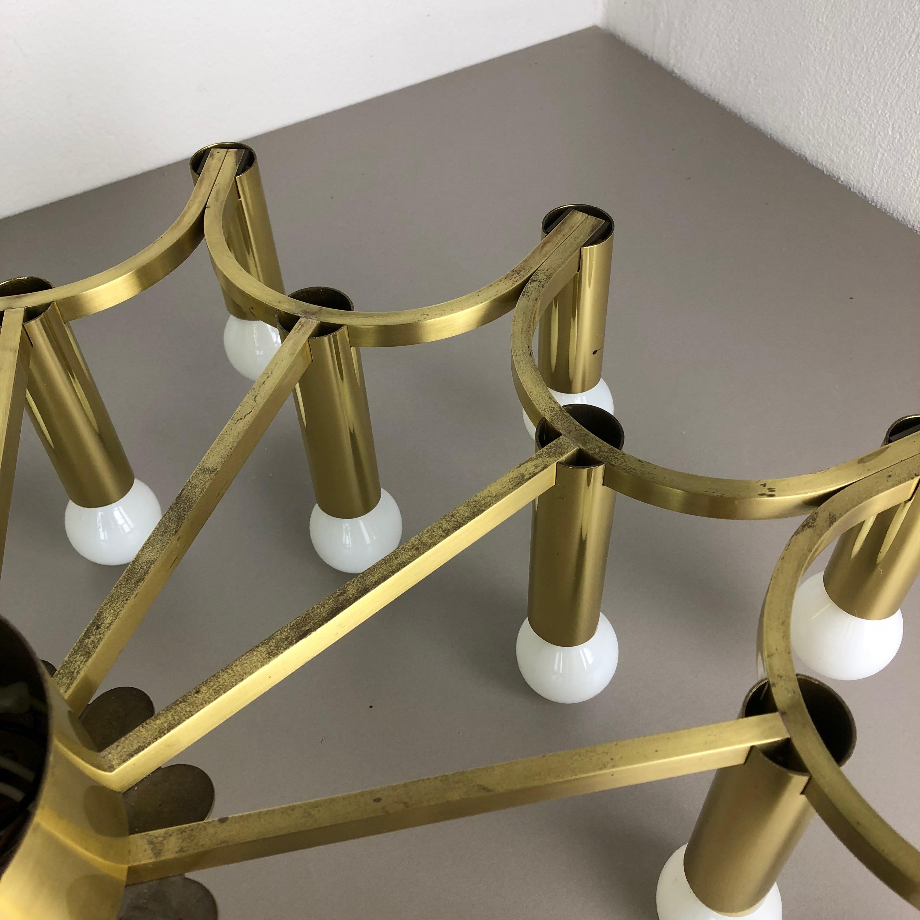 Gigantic Brass 24 Bulb Stilnovo Style Flush Mount Ceiling Light, Italy 1960s For Sale 8