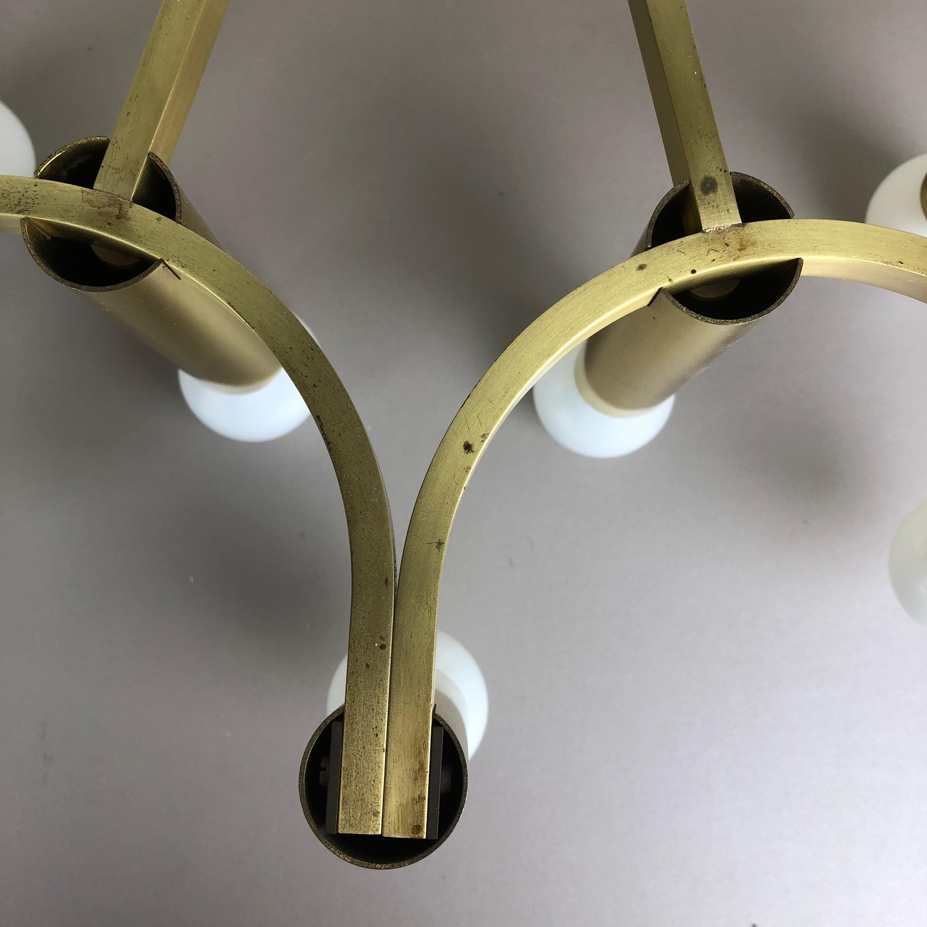 Gigantic Brass 24 Bulb Stilnovo Style Flush Mount Ceiling Light, Italy 1960s For Sale 12