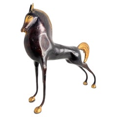 Gigantic Bronzed Etruscan Horse Sculpture Weinberg Style 1970s, Italy