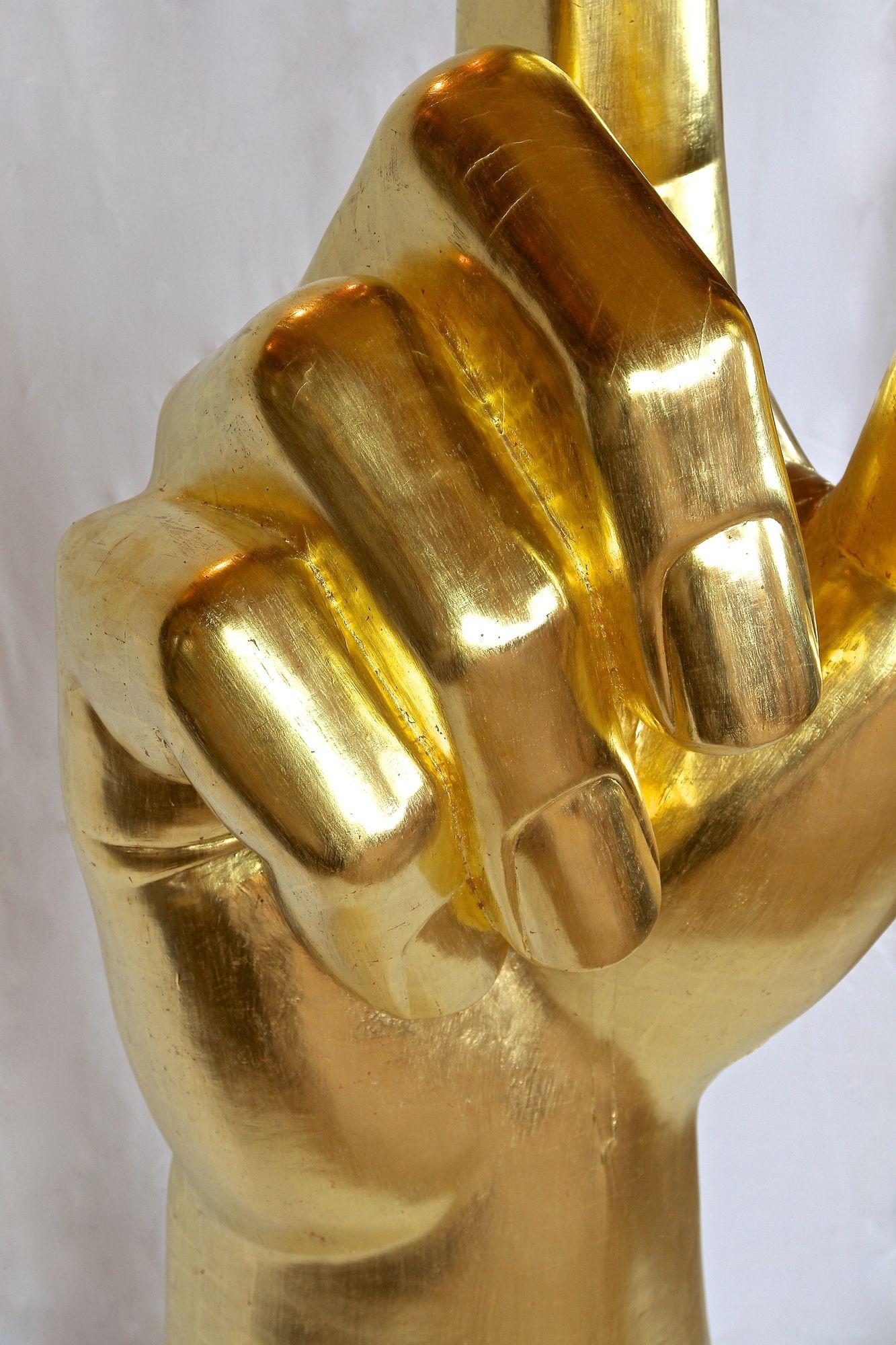 Gigantic Hand Sculpture Goldleaf Plated by M. Treml, Austria, 2021 For Sale 2