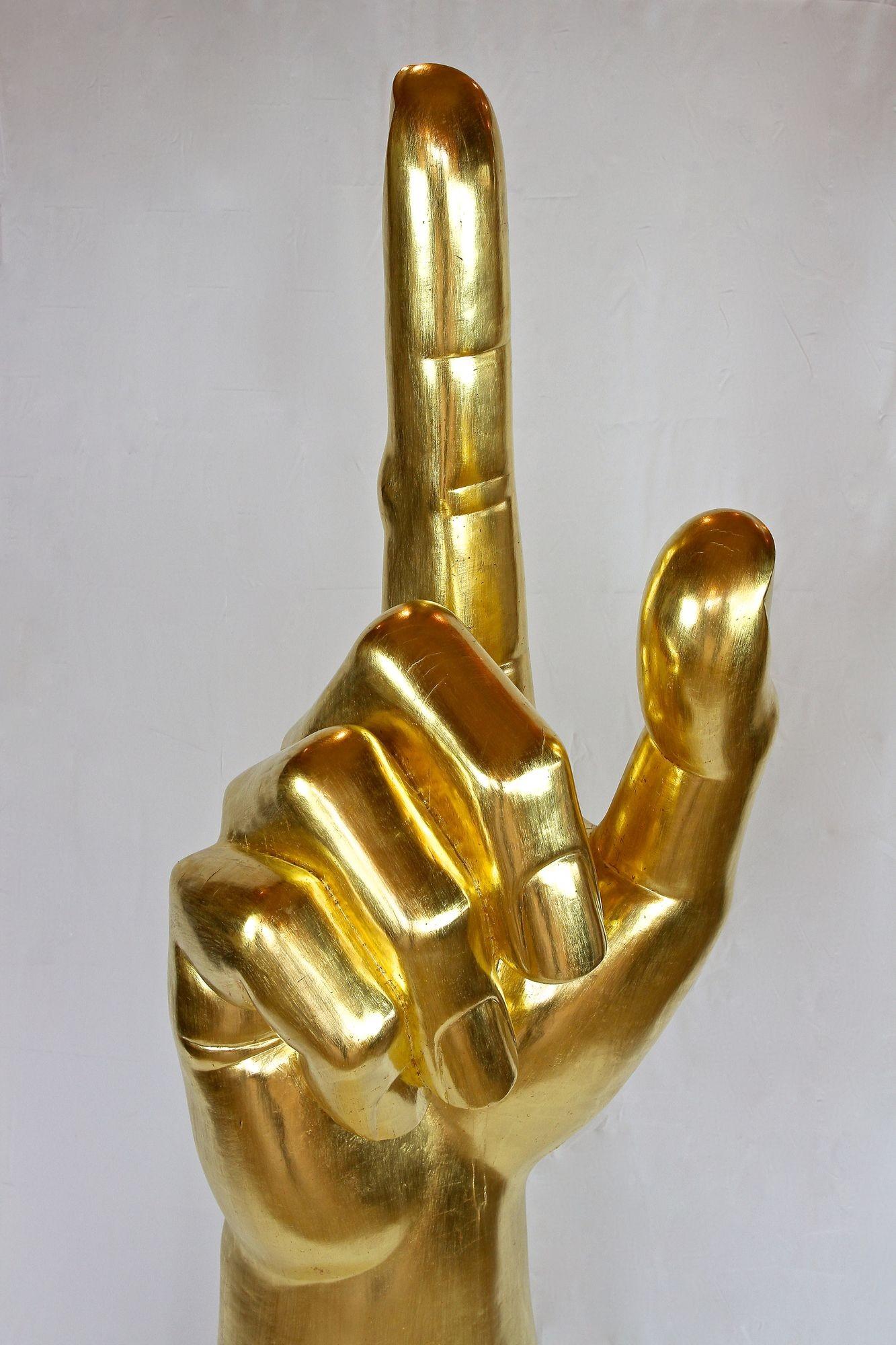 Modern Gigantic Hand Sculpture Goldleaf Plated by M. Treml, Austria, 2021 For Sale