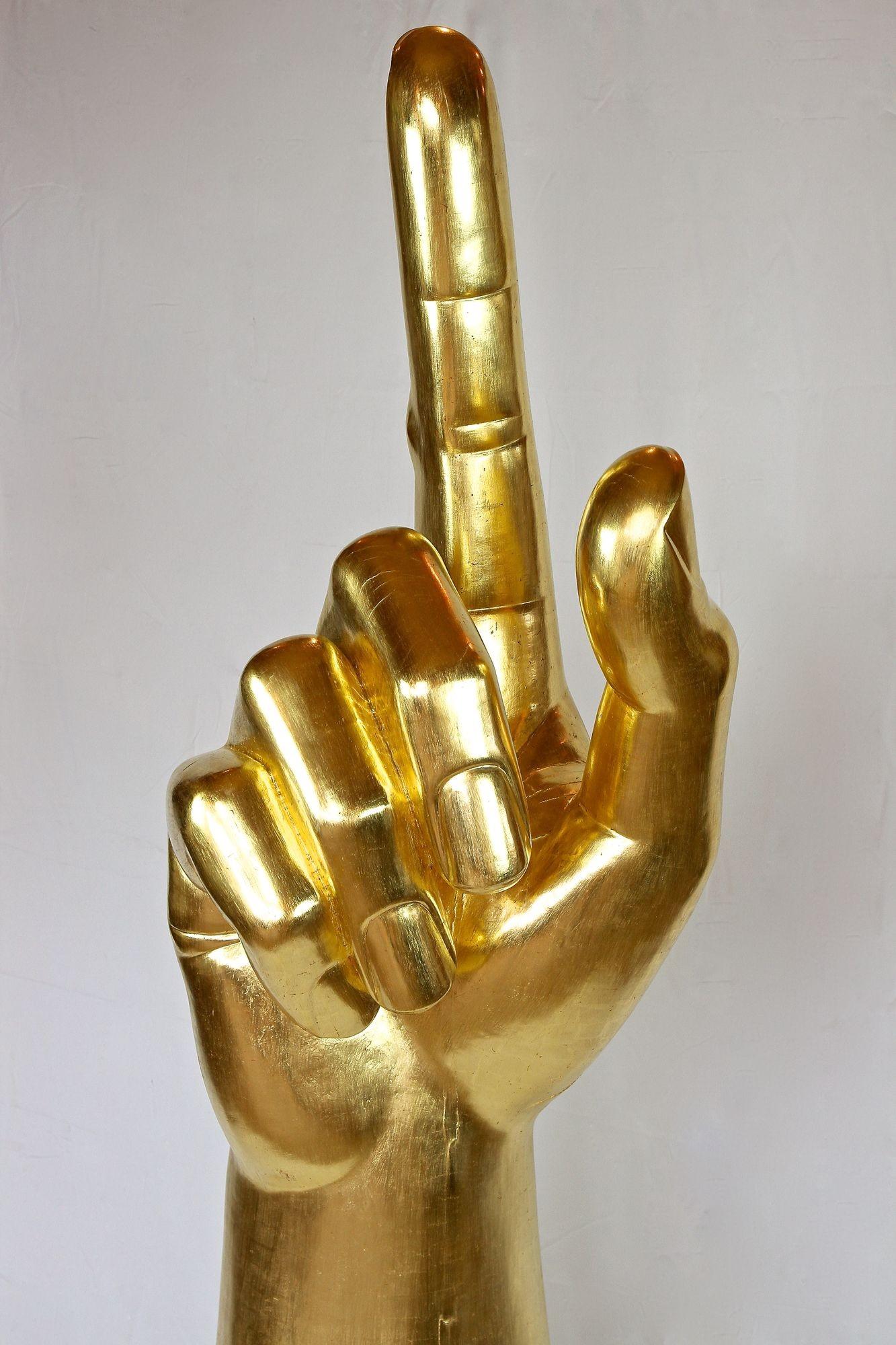 Gilt Gigantic Hand Sculpture Goldleaf Plated by M. Treml, Austria, 2021 For Sale
