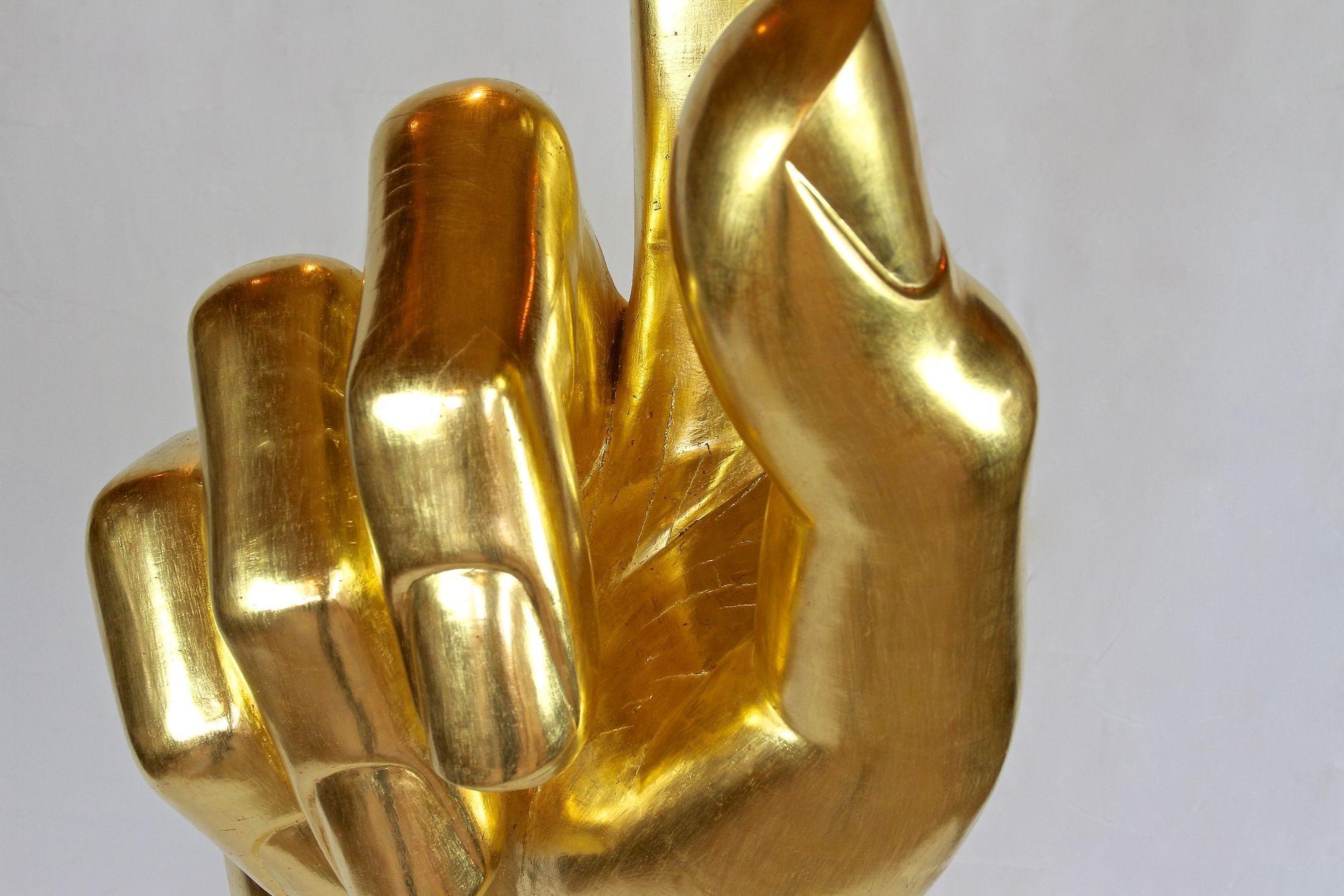 Gold Leaf Gigantic Hand Sculpture Goldleaf Plated by M. Treml, Austria, 2021 For Sale