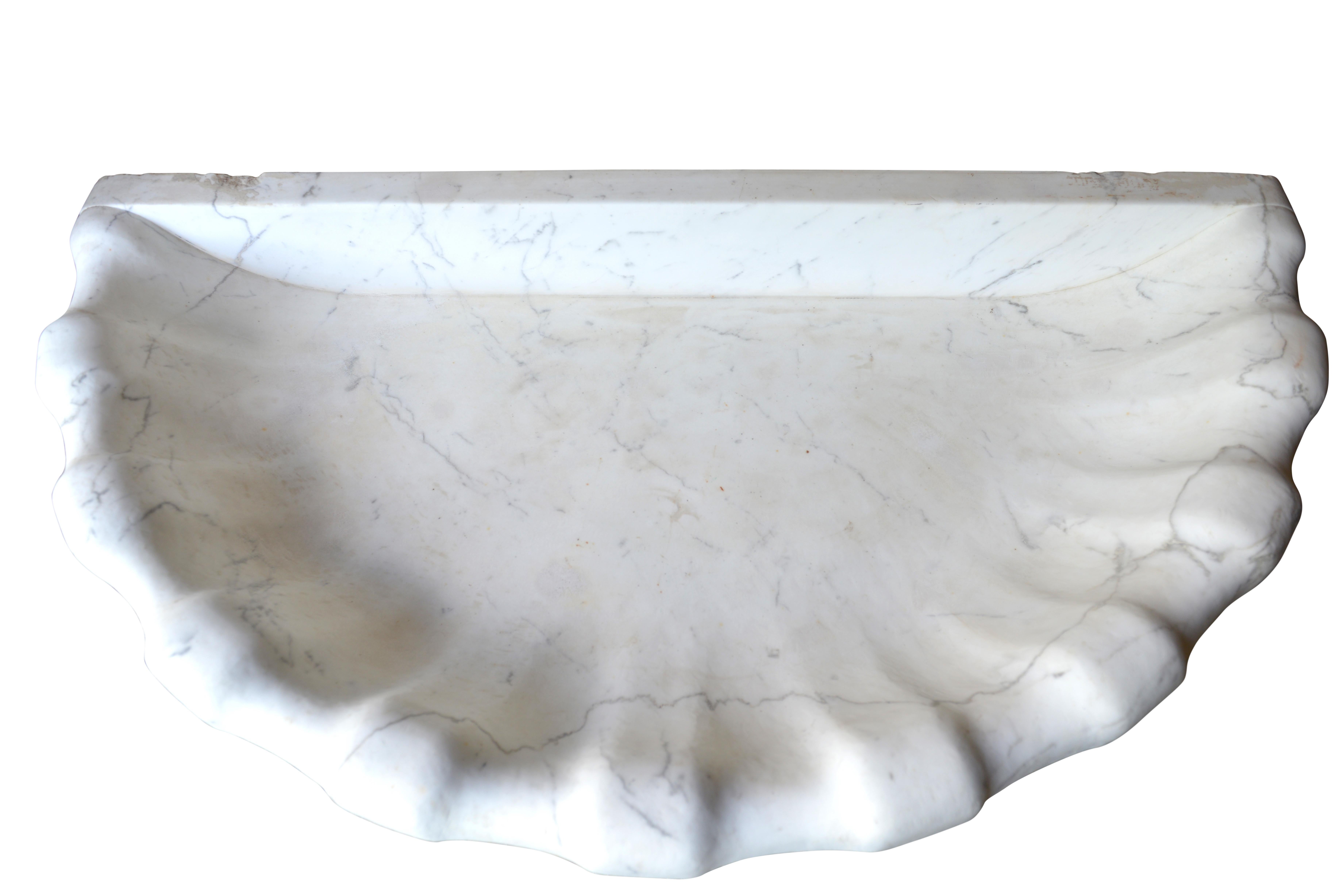 Carrara Marble Gigantic Italian Carrara Shell / Fountain, circa 1950 For Sale