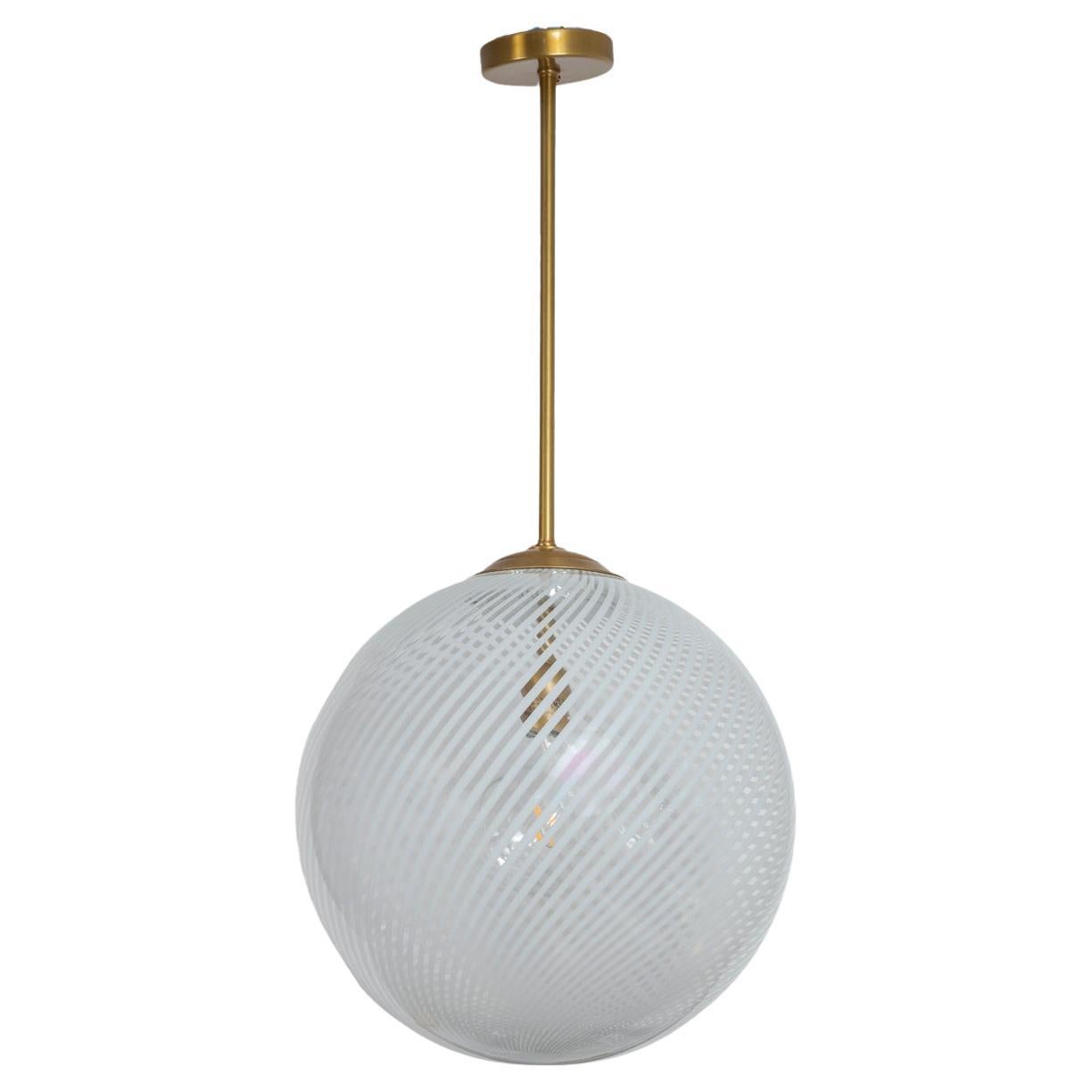 Gigantic Mid Century Italian Murano Swirl Globe Ceiling Light, UL Certified For Sale