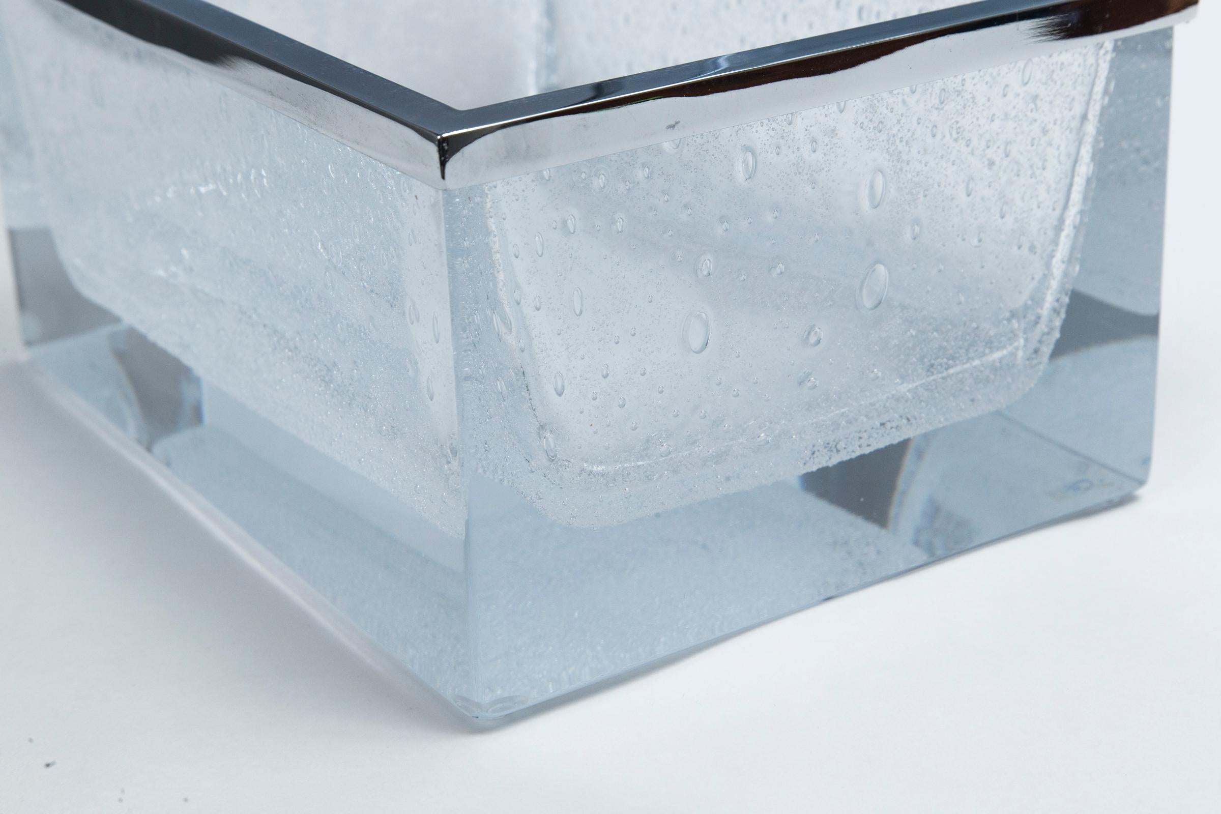 Blown Glass Gigantic Murano Blown Clear Pulegoso Glass Box, Contemporary For Sale
