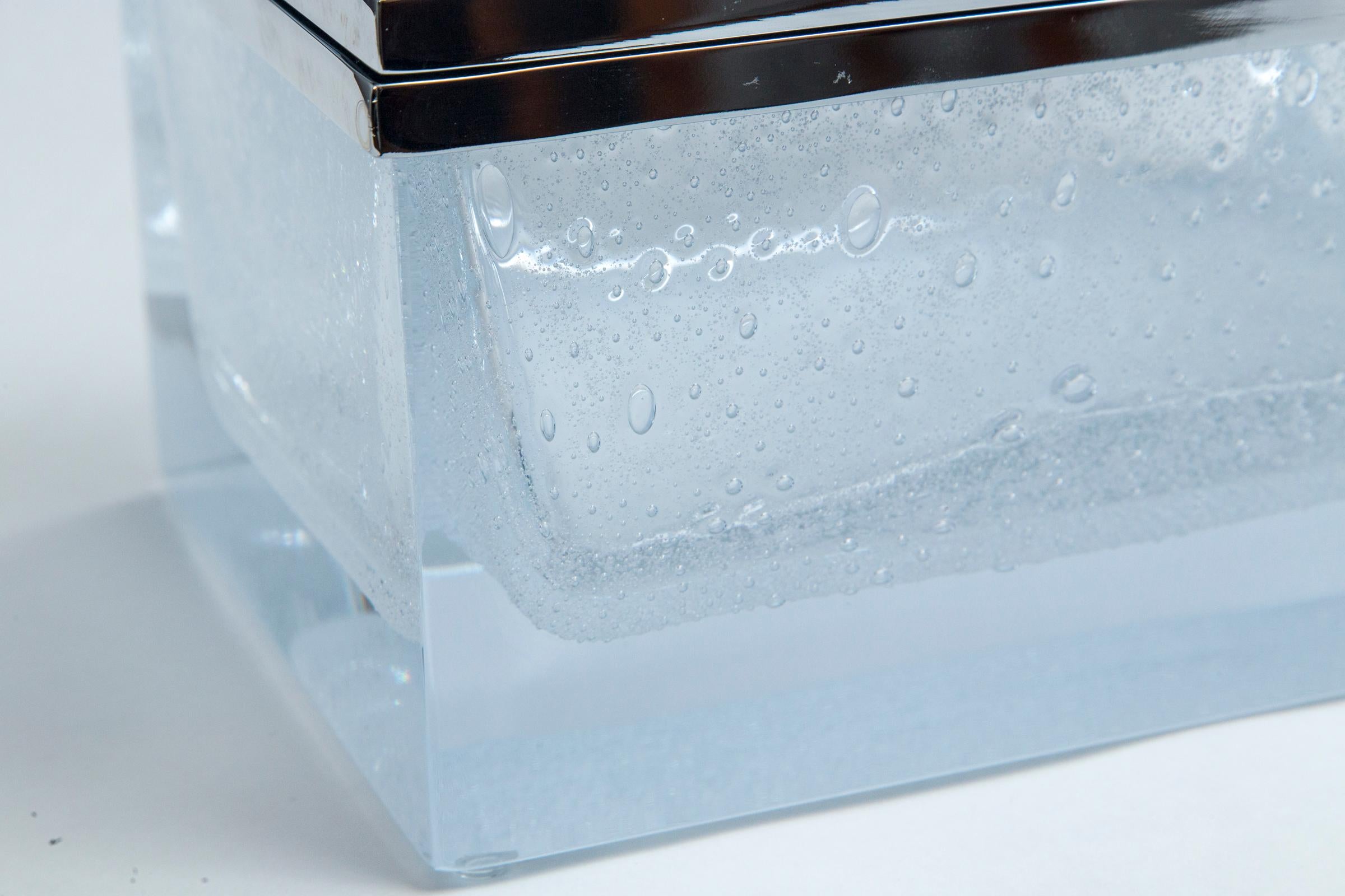 Gigantic Murano Blown Clear Pulegoso Glass Box, Contemporary For Sale 1