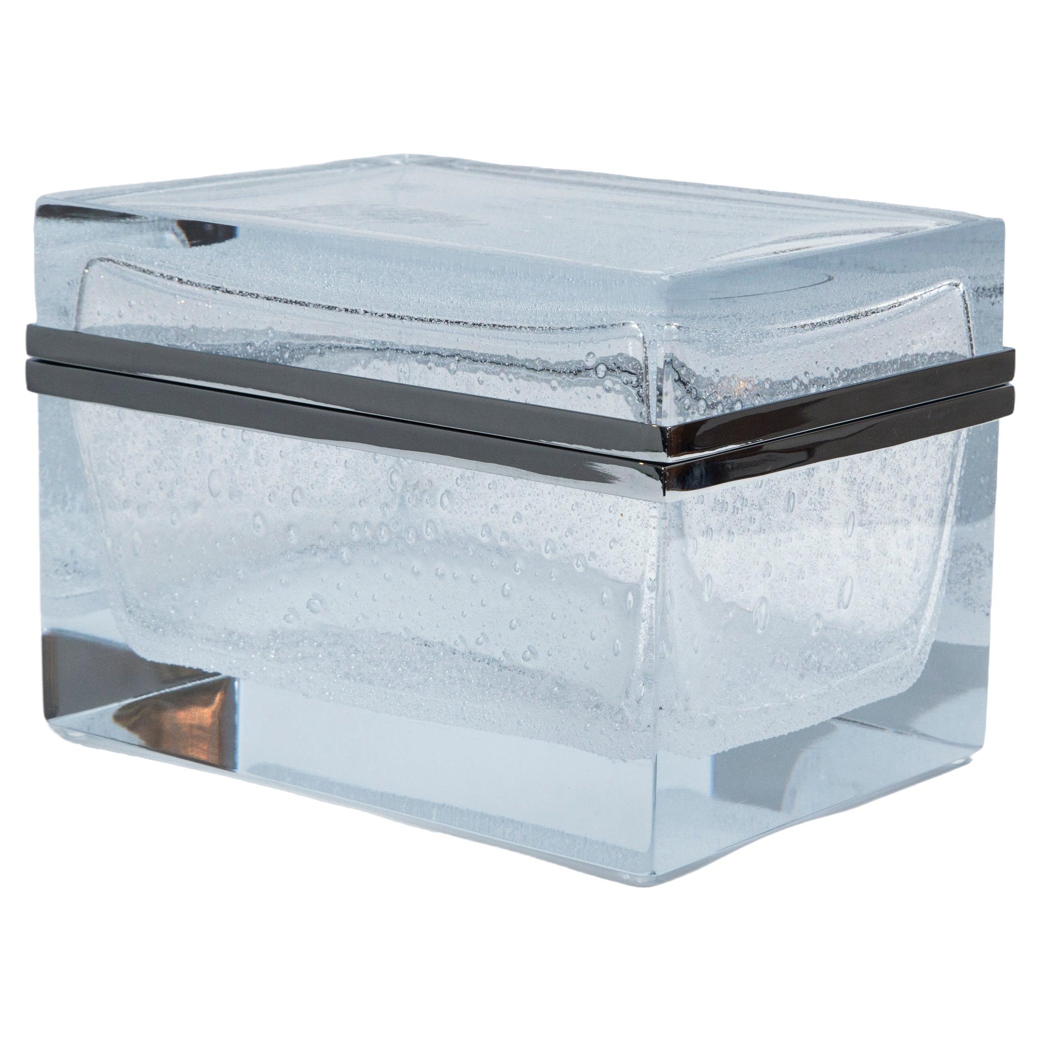 Gigantische Schachtel aus mundgeblasenem Murano-Klarglas, Contemporary im Angebot