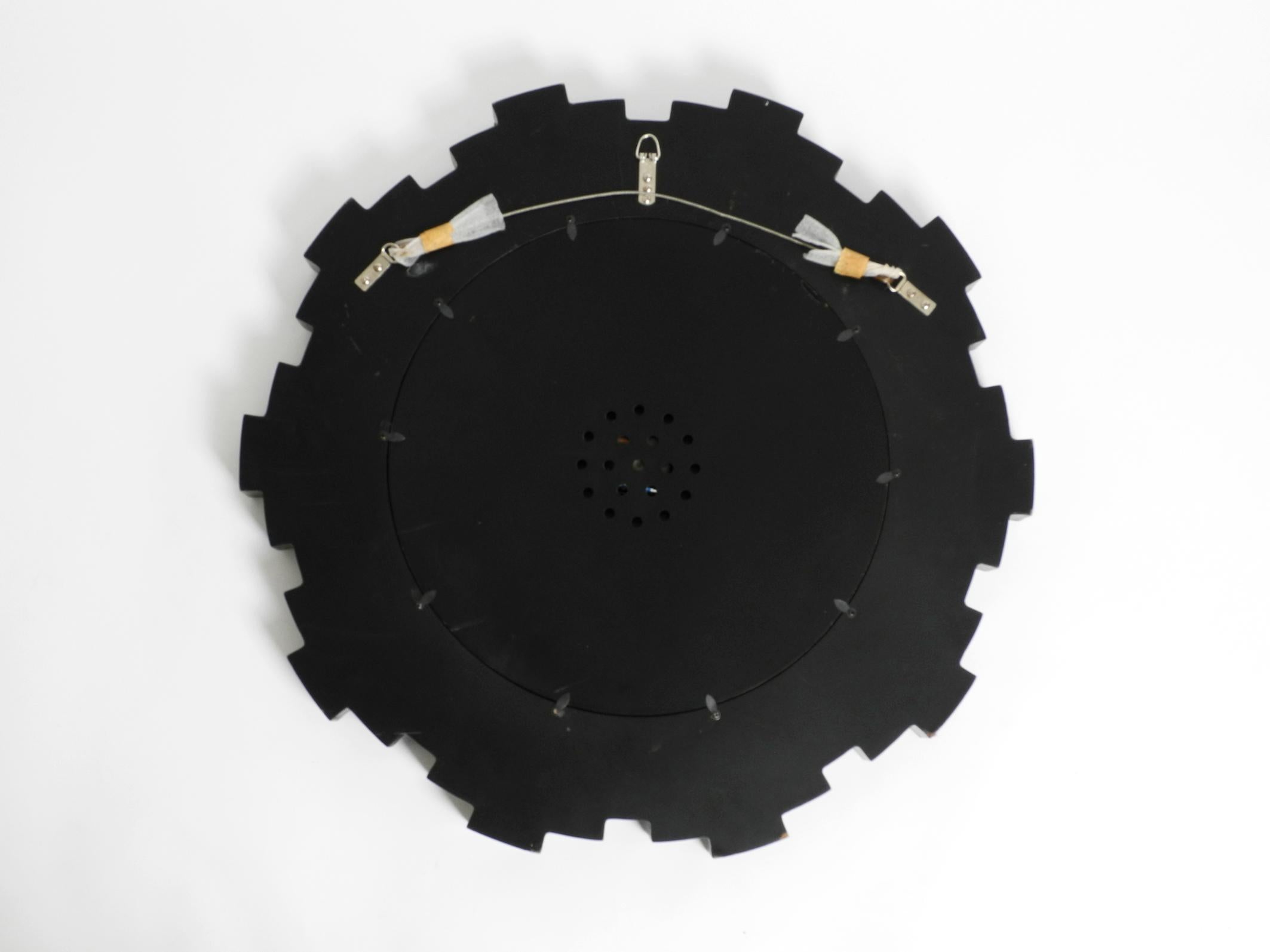 Gigantic Rare Heavy Sunburst Mirror Wall Clock from the 1970s For Sale 1