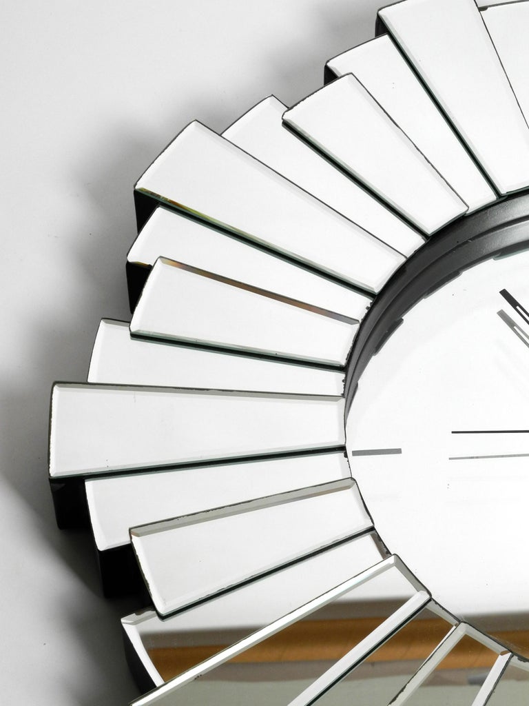 Gigantic Rare Heavy Sunburst Mirror Wall Clock from the 1970s For Sale 12