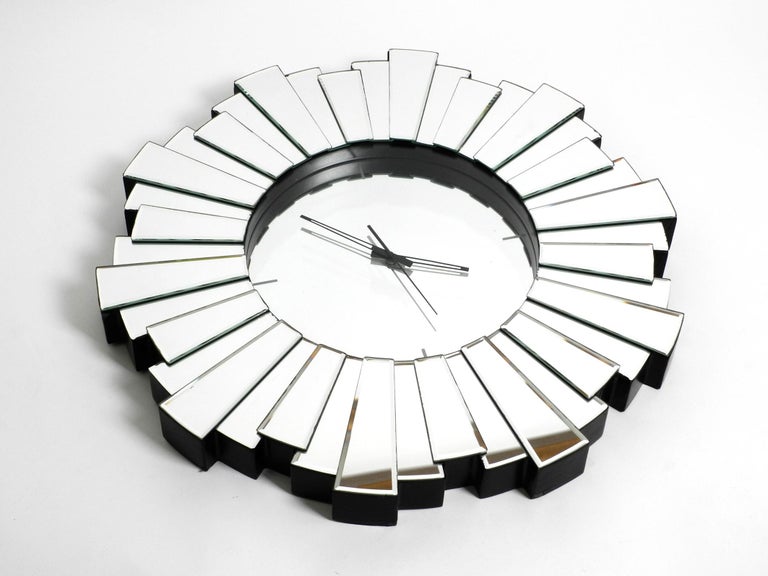 Space Age Gigantic Rare Heavy Sunburst Mirror Wall Clock from the 1970s For Sale
