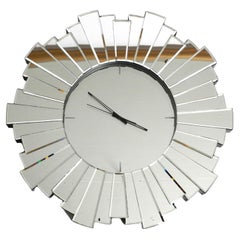 Gigantic Rare Heavy Sunburst Mirror Wall Clock from the 1970s