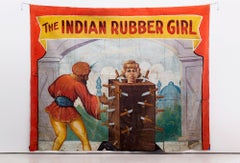 Gigantic "Rubber Girl" Circus Banner, circa 1940s