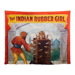 Vintage Gigantic "Rubber Girl" Circus Banner, circa 1940s