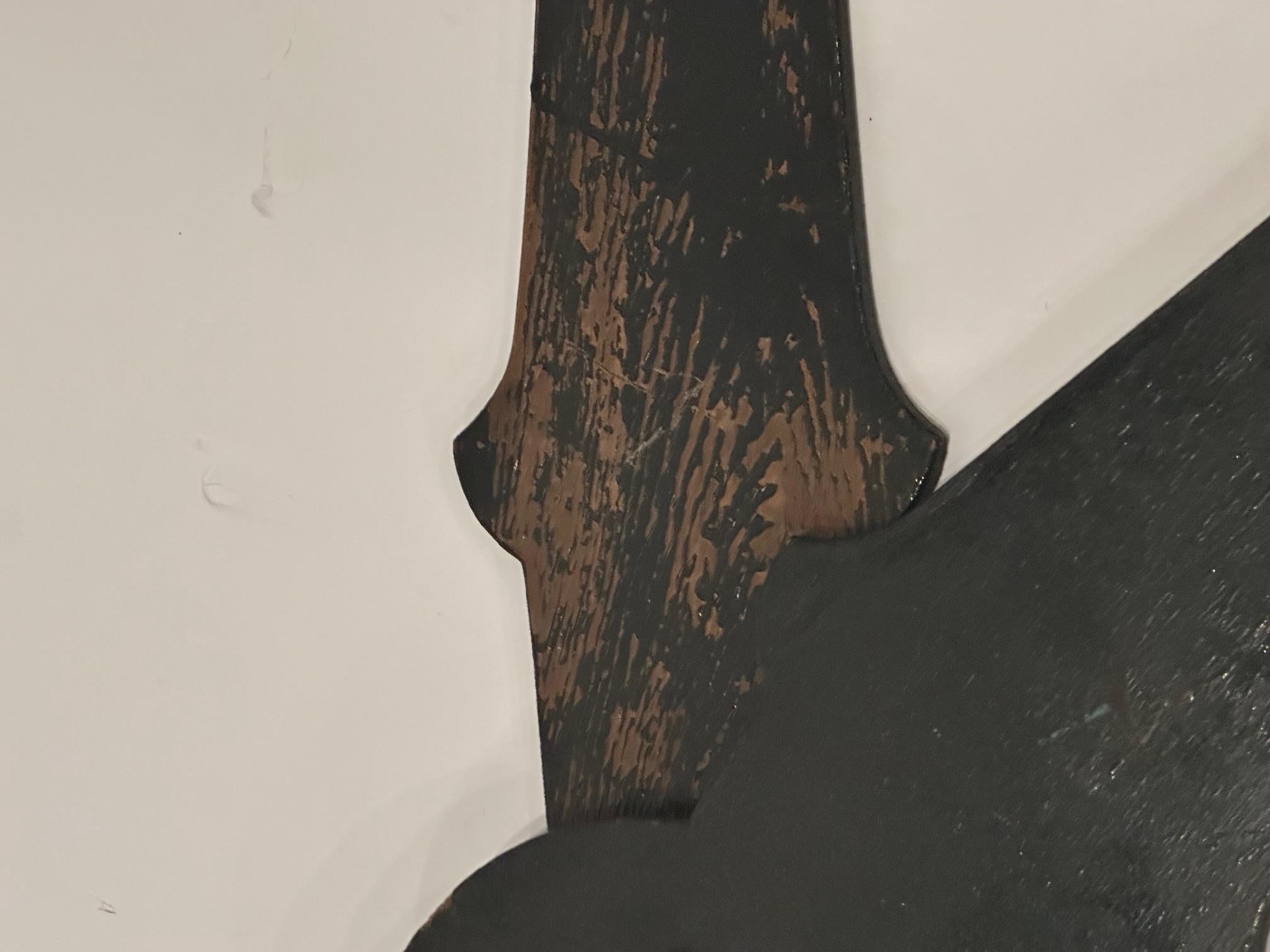 Gigantic Rustic Found Carved Wooden Clock Tower Hands For Sale 5