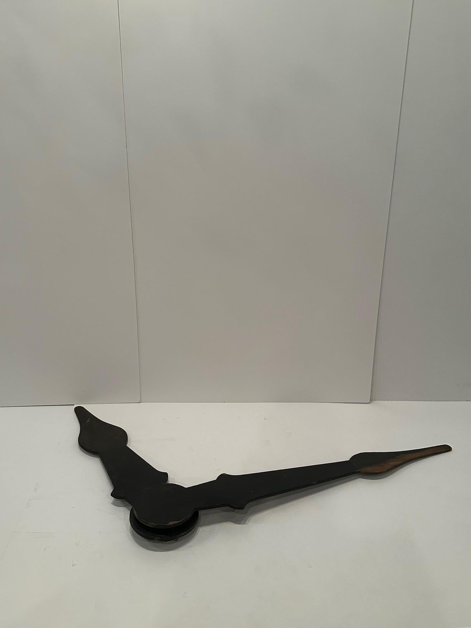 Gigantic Rustic Found Carved Wooden Clock Tower Hands For Sale 6