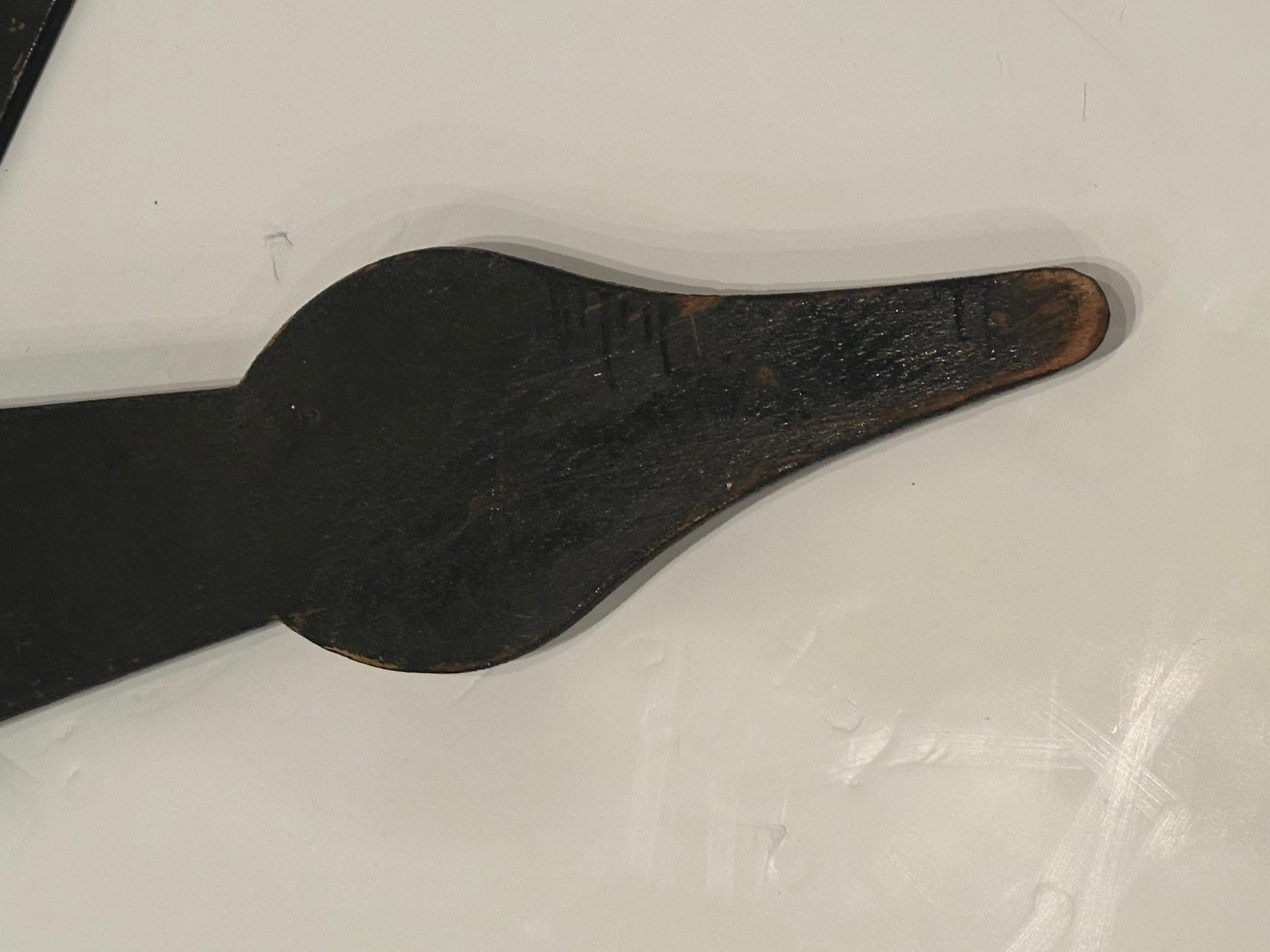 Gigantic Rustic Found Carved Wooden Clock Tower Hands For Sale 8