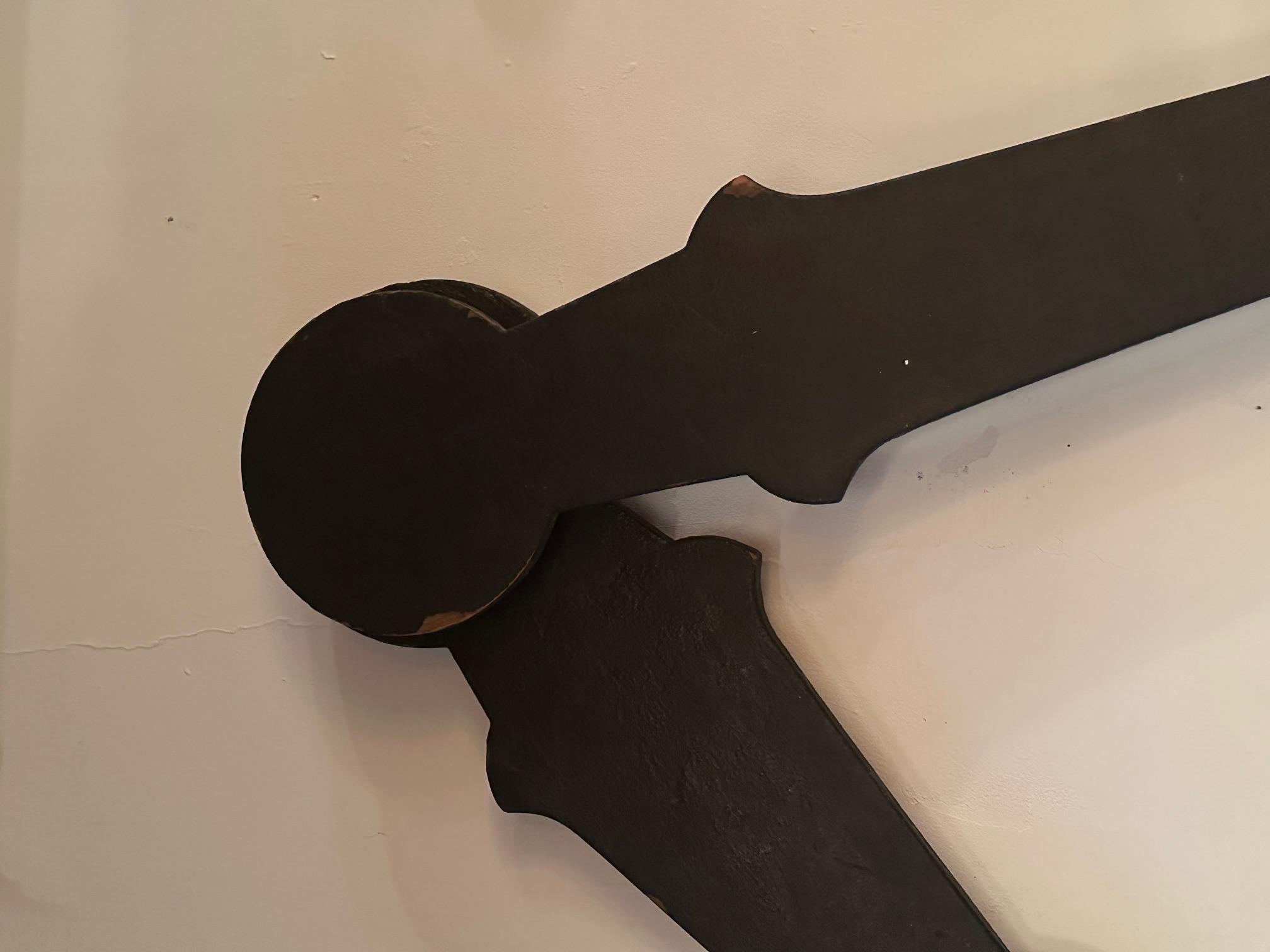 French Gigantic Rustic Found Carved Wooden Clock Tower Hands For Sale