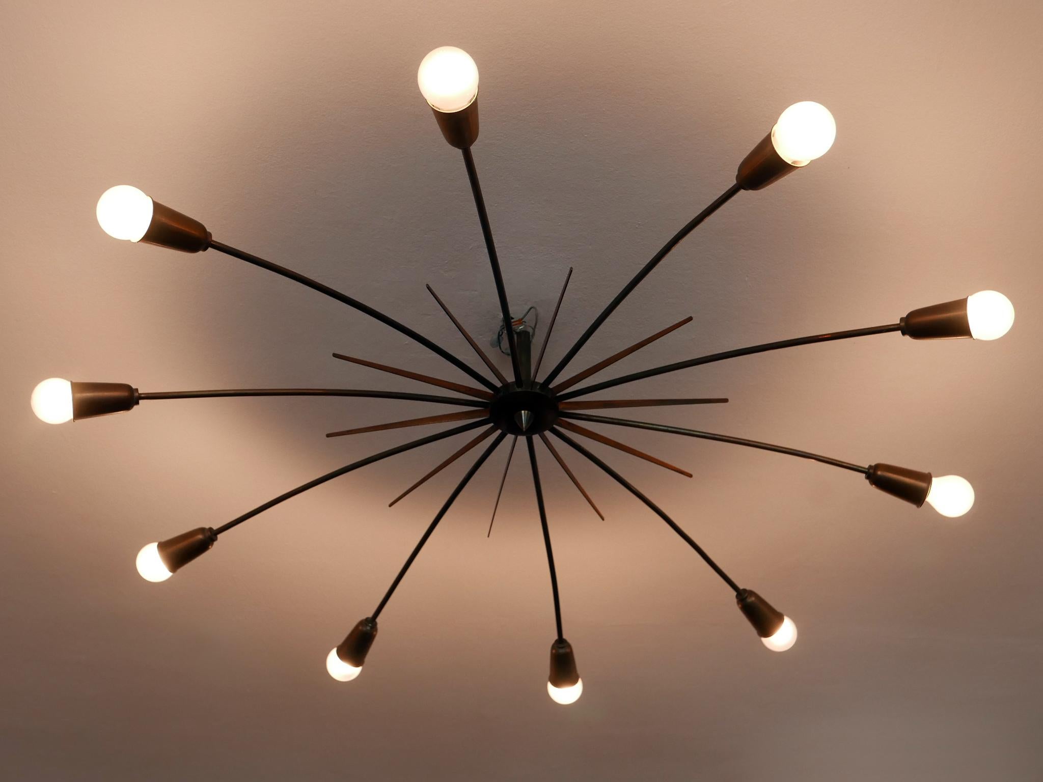 Gigantic Sputnik-Kronleuchter oder Deckenleuchte SUN von J.T. Kalmar, Österreich, 1950er Jahre (Messing) im Angebot