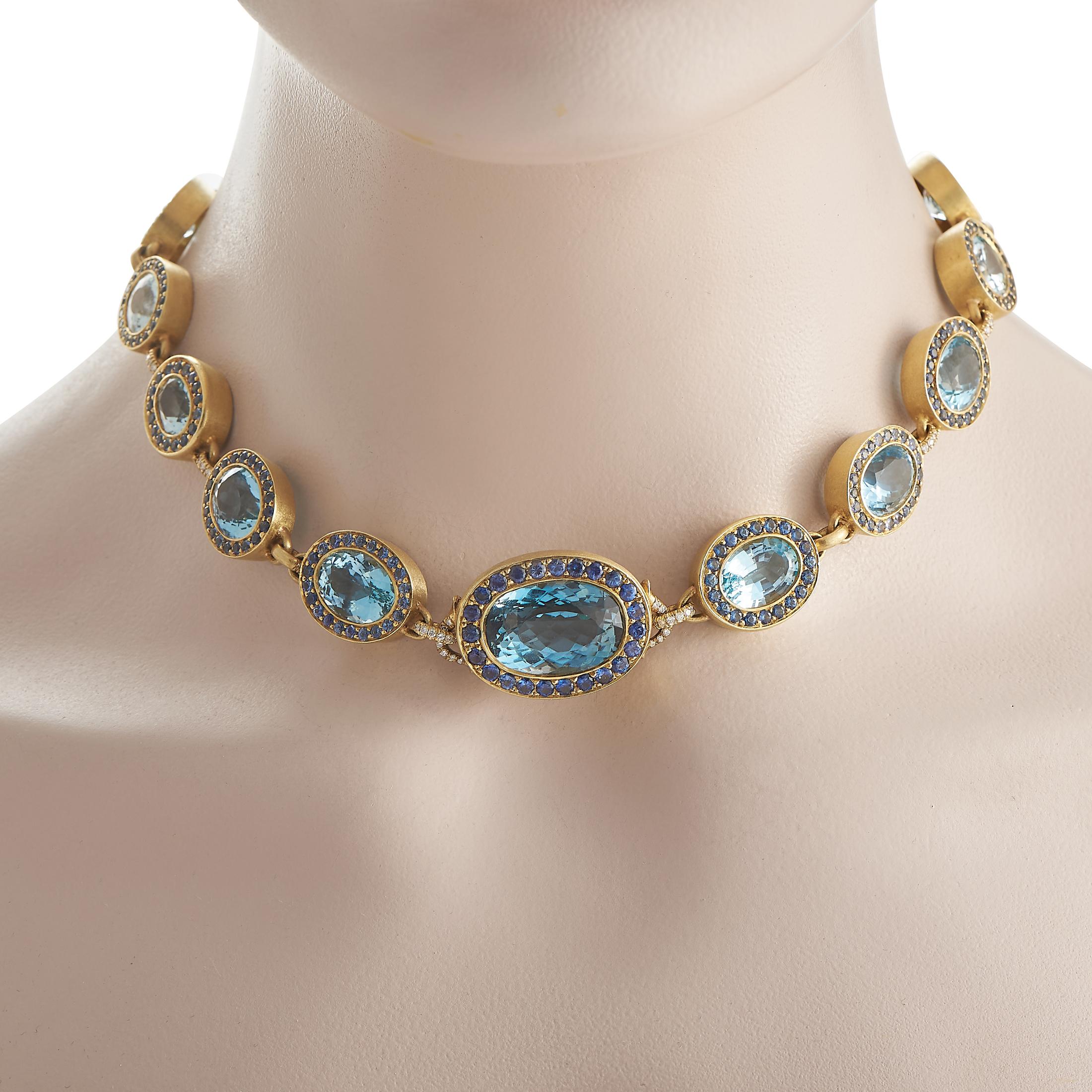 Mixed Cut Gigi 18K Yellow Gold 1.0C Diamond, Sapphire, Topaz and Aquamarine Necklace