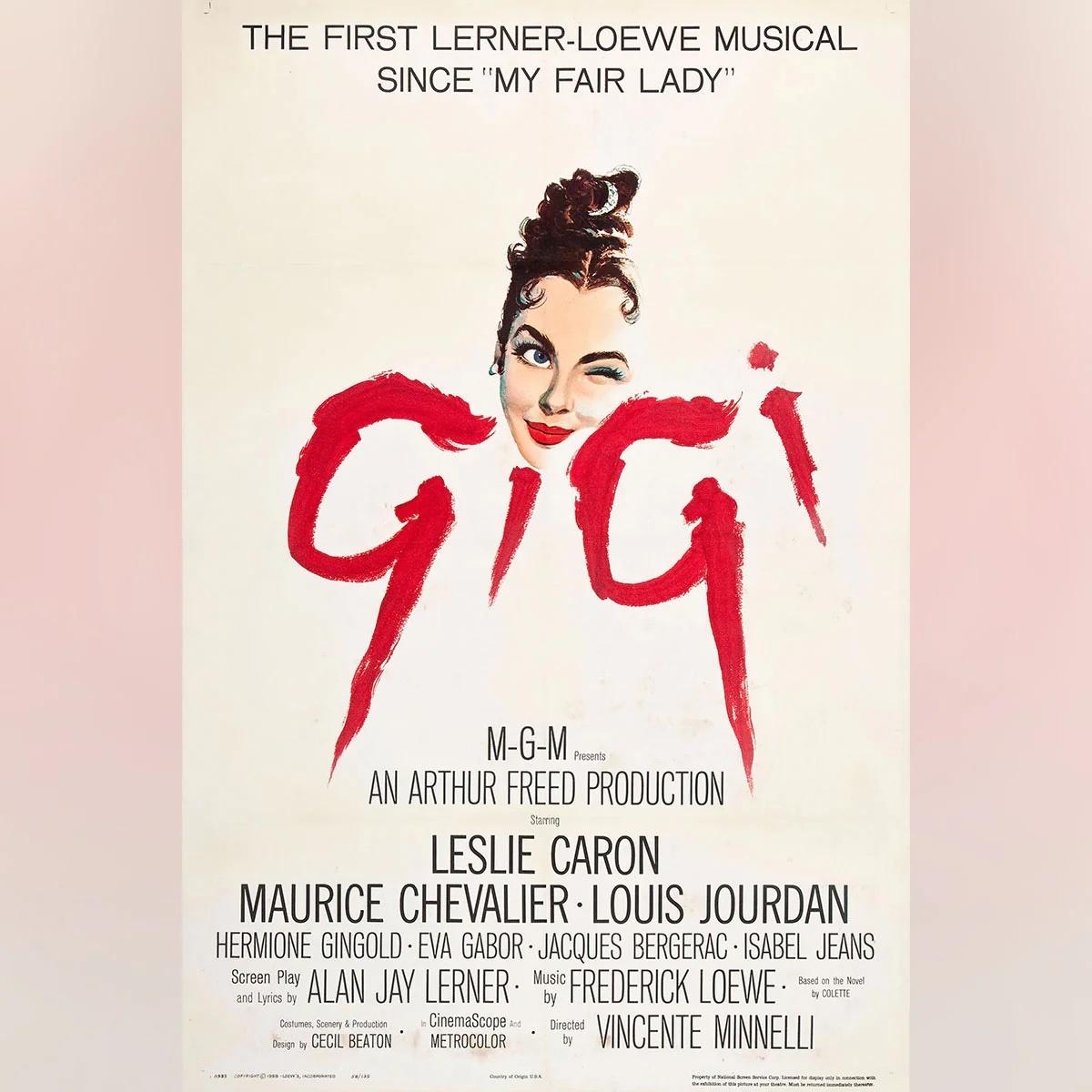 Gigi (1958)
Original US One Sheet (27 X 41 Inches)

Vincente Minnelli 1-sheet poster for Gigi. (MGM, 1958) Vintage original 27 x 41 in. 1-sheet poster for Minnelli's second Best Picture-winning film.

This is an Original Film Poster produced by the