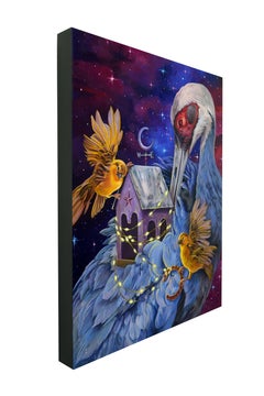 "Lighting The Way" di Gigi Chen, pittura acrilica di uccelli capricciosi