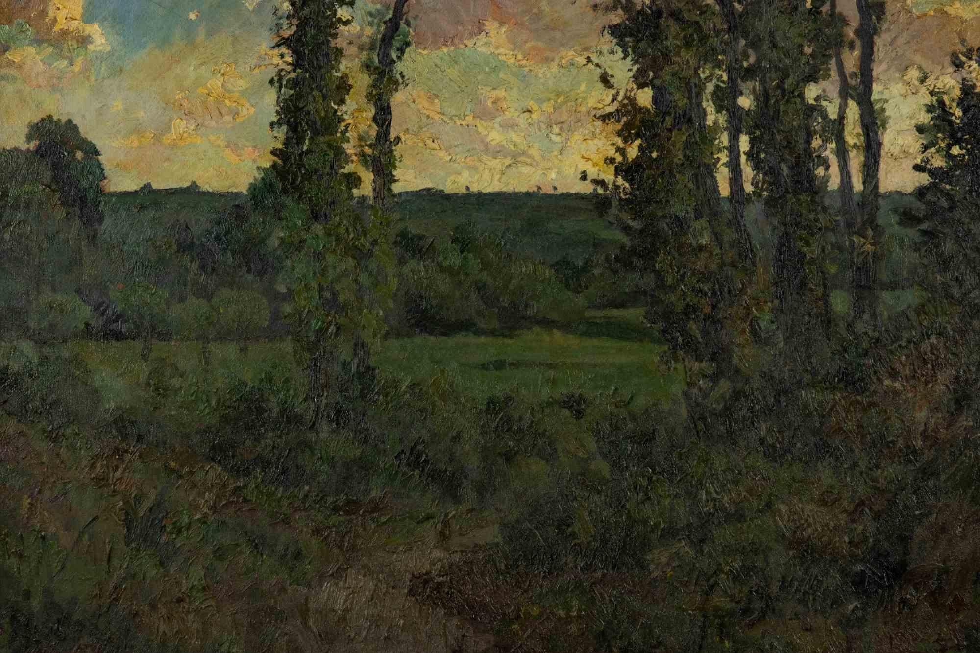 Lombardische Landschaft – Ölgemälde von Gigi Comolli – 1928 im Angebot 2