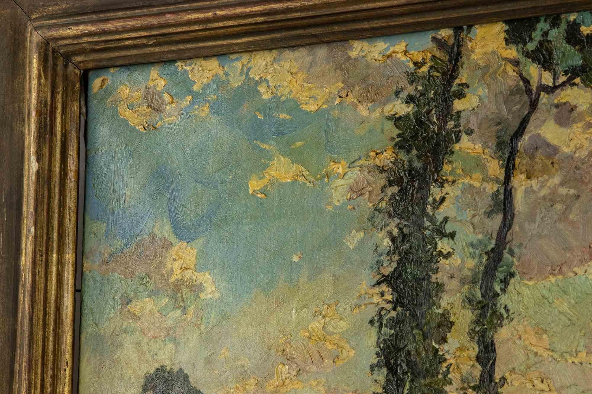 Lombardische Landschaft – Ölgemälde von Gigi Comolli – 1928 im Angebot 3