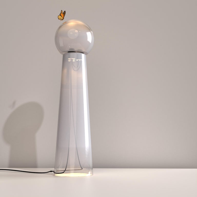 Gigi Grand White Translucent Hand Blown Glass Floor Lamp by Studio d