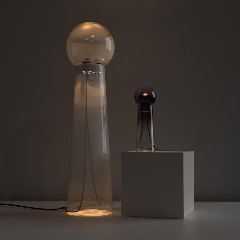 Gigi Grand White Translucent Hand Blown Glass Floor Lamp by Studio d