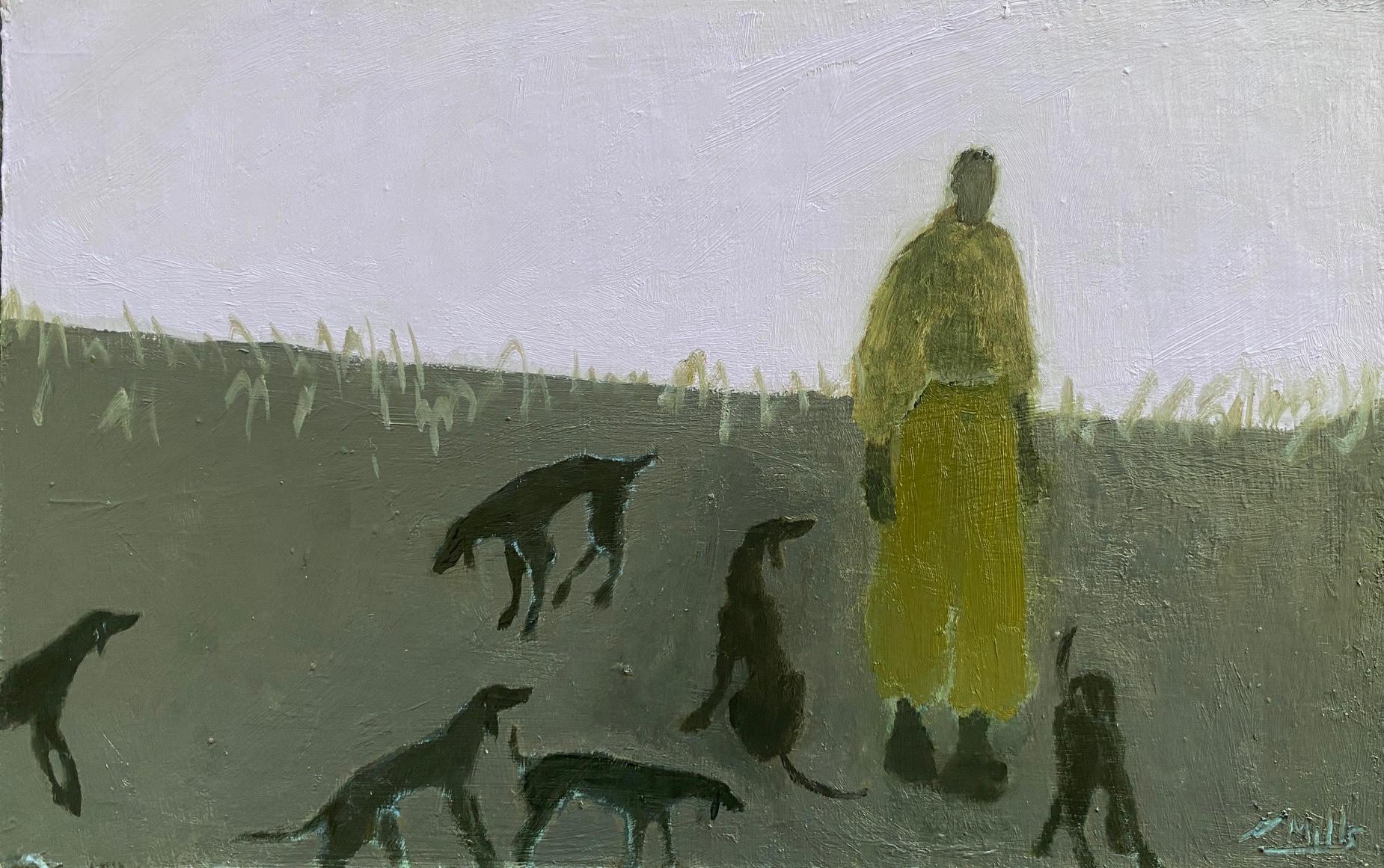 Callez les chiens/le bord du terrain - Painting de Gigi Mills