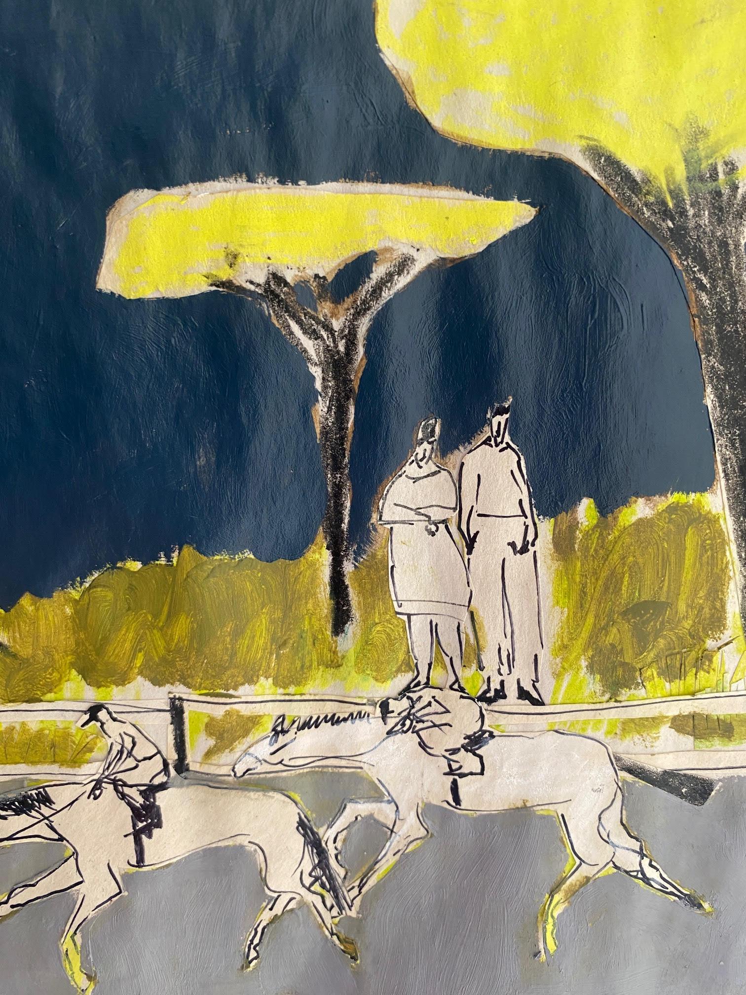 Derby/course à pied dans le parc - Gris Animal Painting par Gigi Mills