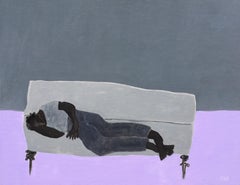Gigi Mills - Park Bench, Sleeping Thin Man/Violet ground